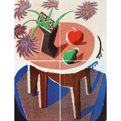 Original 1980s David Hockney Museum Exhibition Lithograph Poster Fiesta '88