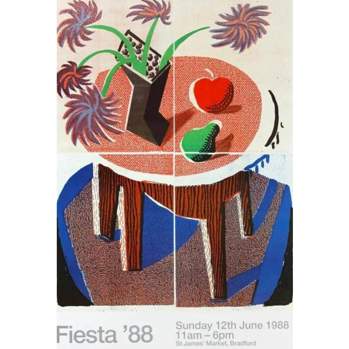 20th Century Original 1980s David Hockney Museum Exhibition Lithograph Poster Fiesta '88 For Sale