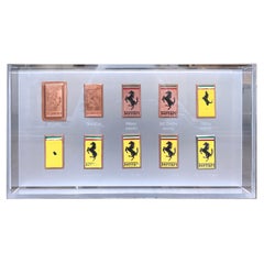 Original 1980's Ferrari Hood Logo Collection Aluminium Setting Plexyglass Case