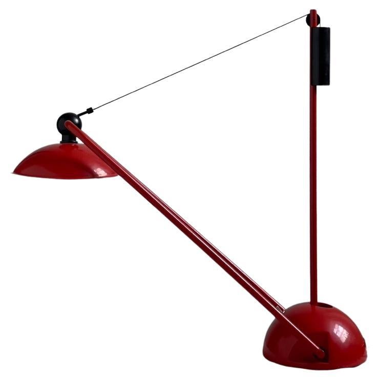 Danish Original 1980s Vintage Table Lamp in Metal, Akcryl and Red Varnish For Sale