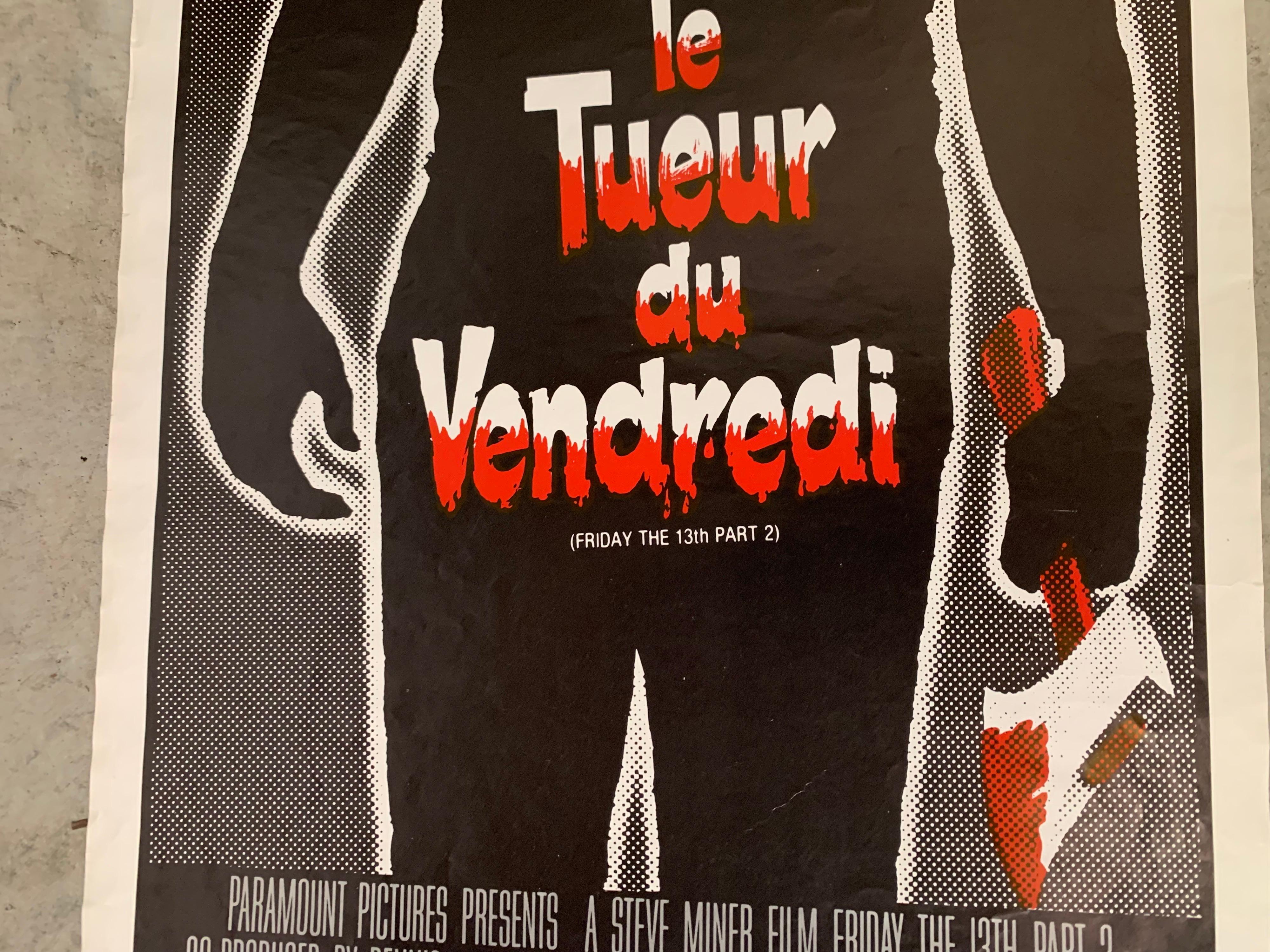 Late 20th Century Original 1981 Film Poster, Friday the 13th Part 2, Belgian, Jason Voorhees