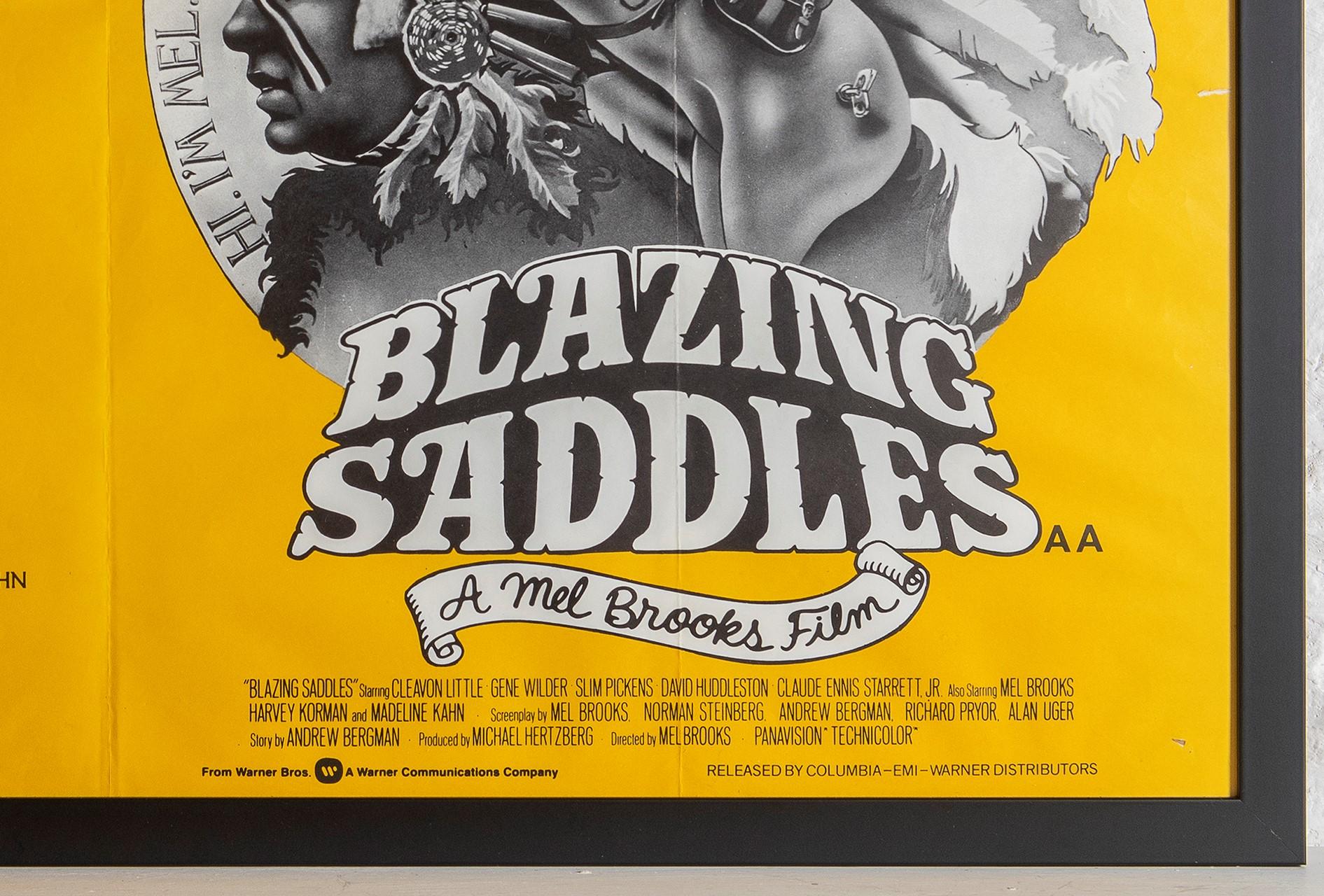 Post-Modern Original 1982 Large Cinema Movie Poster Blazing Saddles Mel Brooks Film For Sale
