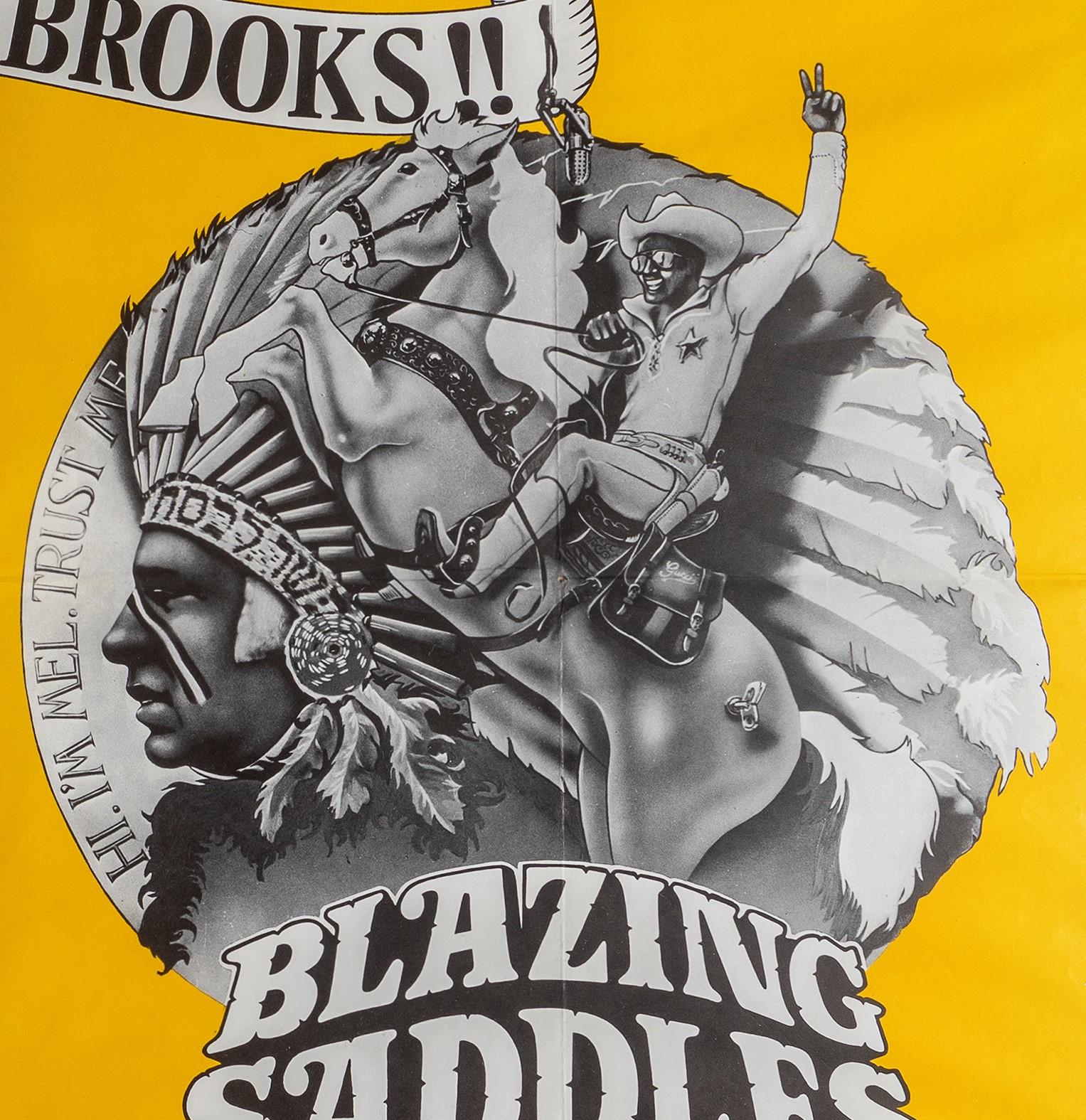 Großes Kino-Filmplakat „Blazing Saddles“, Mel Brooks, 1982 im Zustand „Gut“ im Angebot in Llanbrynmair, GB