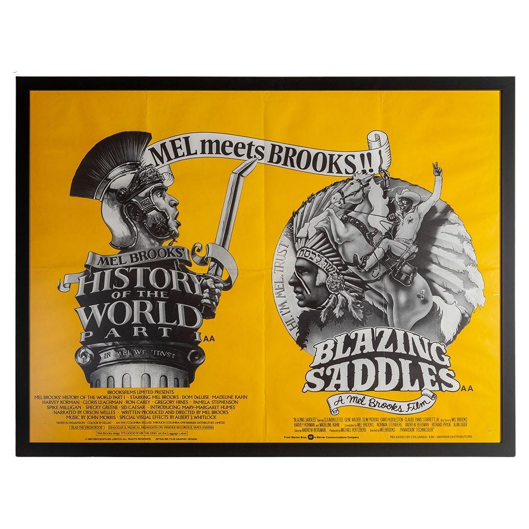 Original 1982 Large Cinema Movie Poster Blazing Saddles Mel Brooks Film