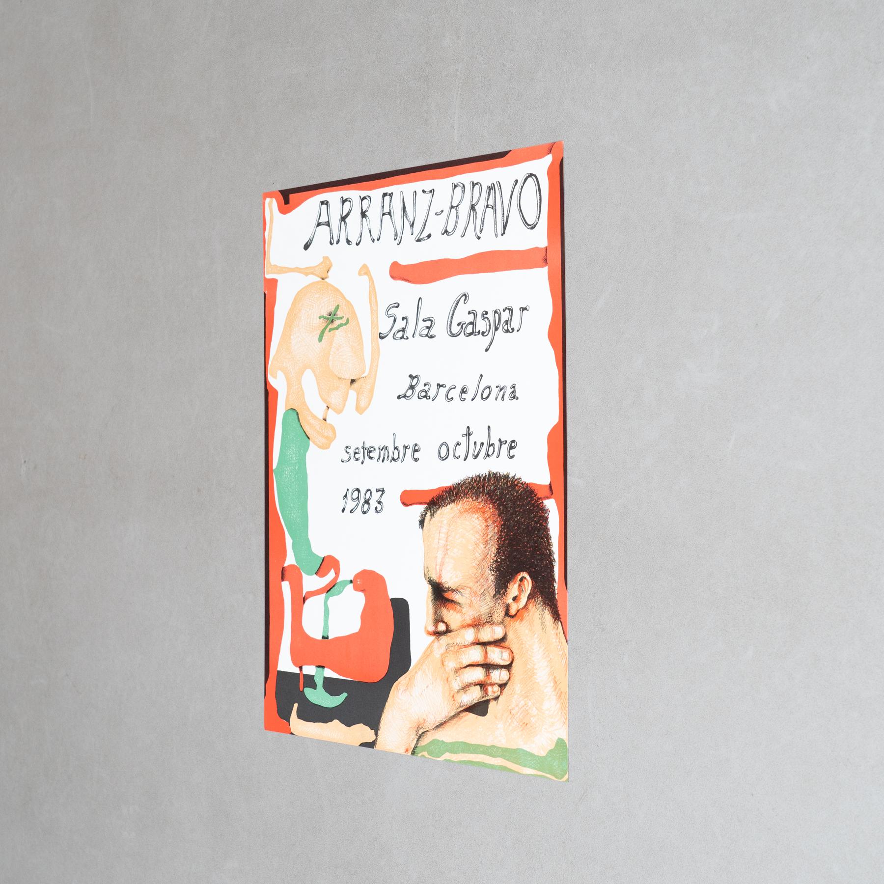 Mid-Century Modern Original 1983 Exhibition Poster by Eduardo Arranz-Bravo – Sala Gaspar, Barcelona For Sale