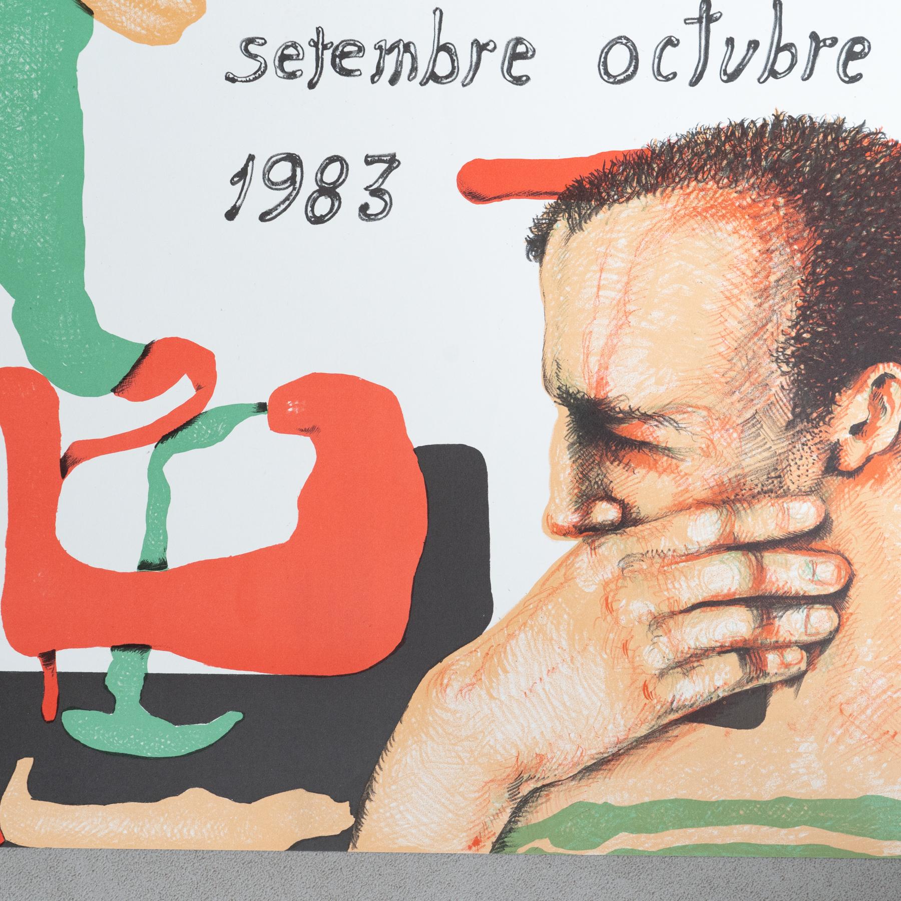 Late 20th Century Original 1983 Exhibition Poster by Eduardo Arranz-Bravo – Sala Gaspar, Barcelona For Sale