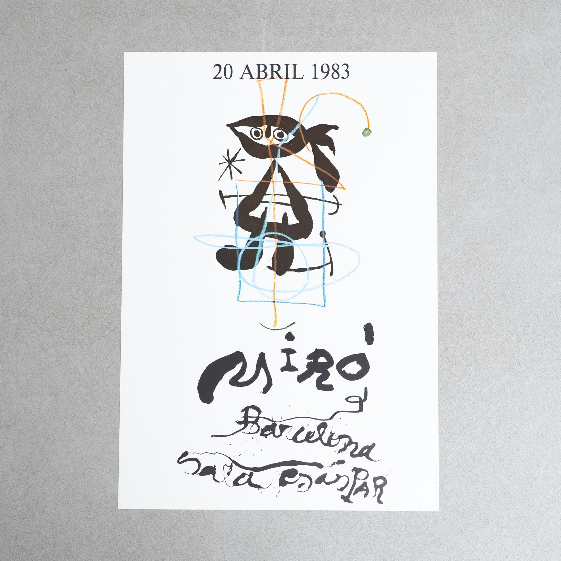 This original poster was published in 1983 to commemorate Joan Miró's exhibition at the iconic Sala Gaspar in Barcelona. Showcasing the vibrant and innovative style of one of the most influential artists of the 20th century, this poster is a rare