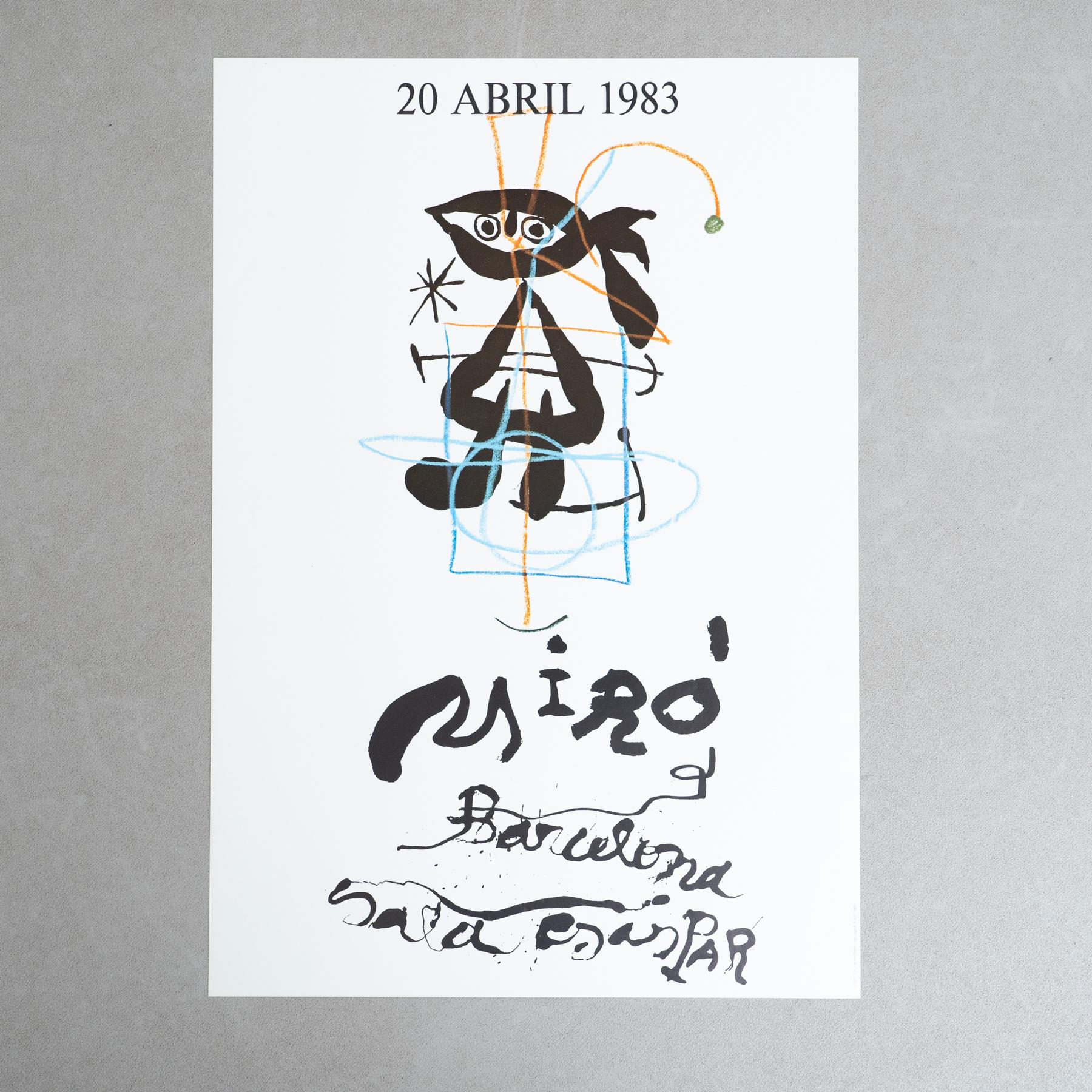 This original poster was published in 1983 to commemorate Joan Miró's exhibition at the iconic Sala Gaspar in Barcelona. Showcasing the vibrant and innovative style of one of the most influential artists of the 20th century, this poster is a rare