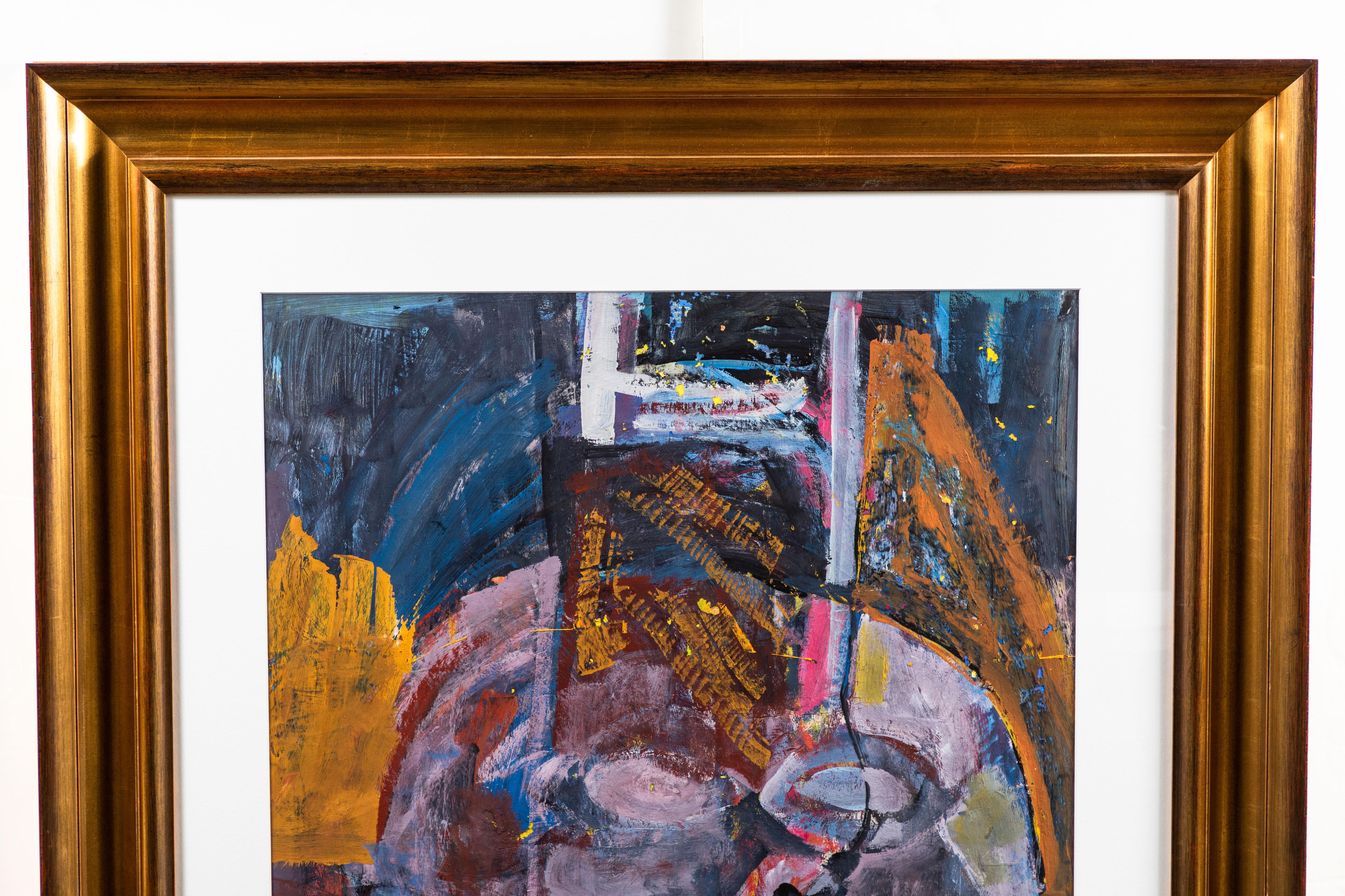 Hand-Painted Original, 1985 Abstract Figurative Painting For Sale