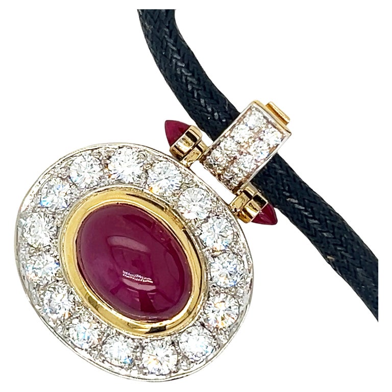 Original 1985 Bulgari Burma Ruby Cabochon Diamond Yellow White - Main Image