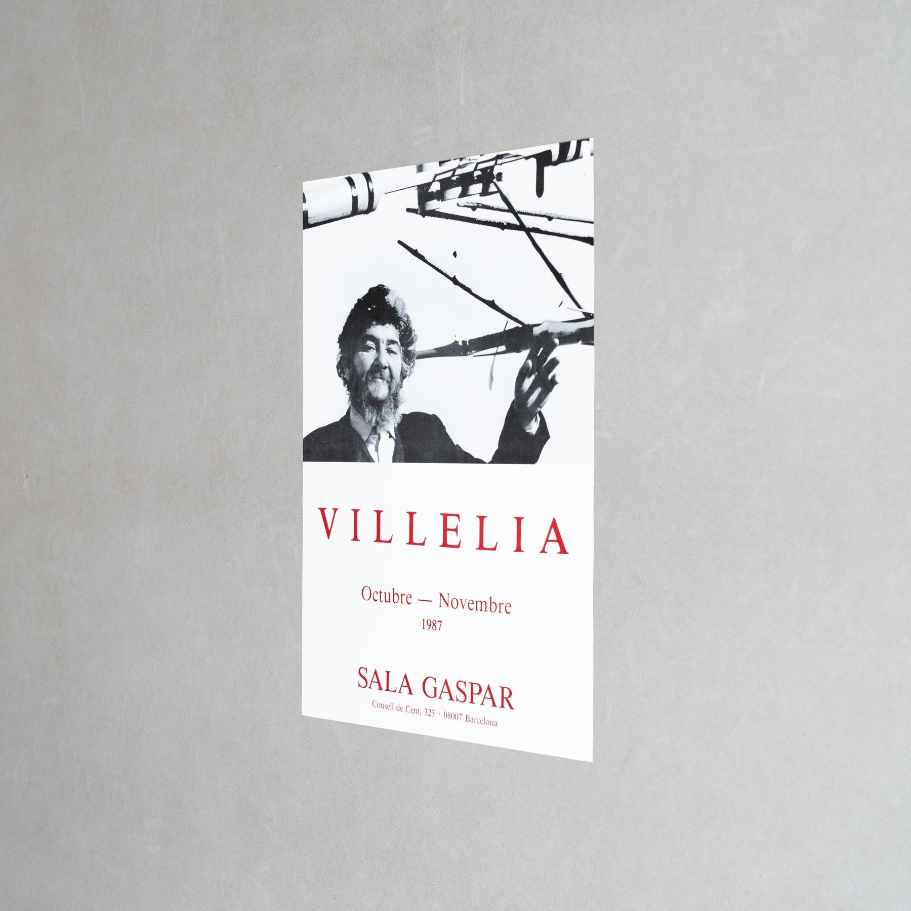 Mid-Century Modern Affiche originale de l'exposition de 1987 de Moisès Villèlia - Sala Gaspar, Barcelone en vente