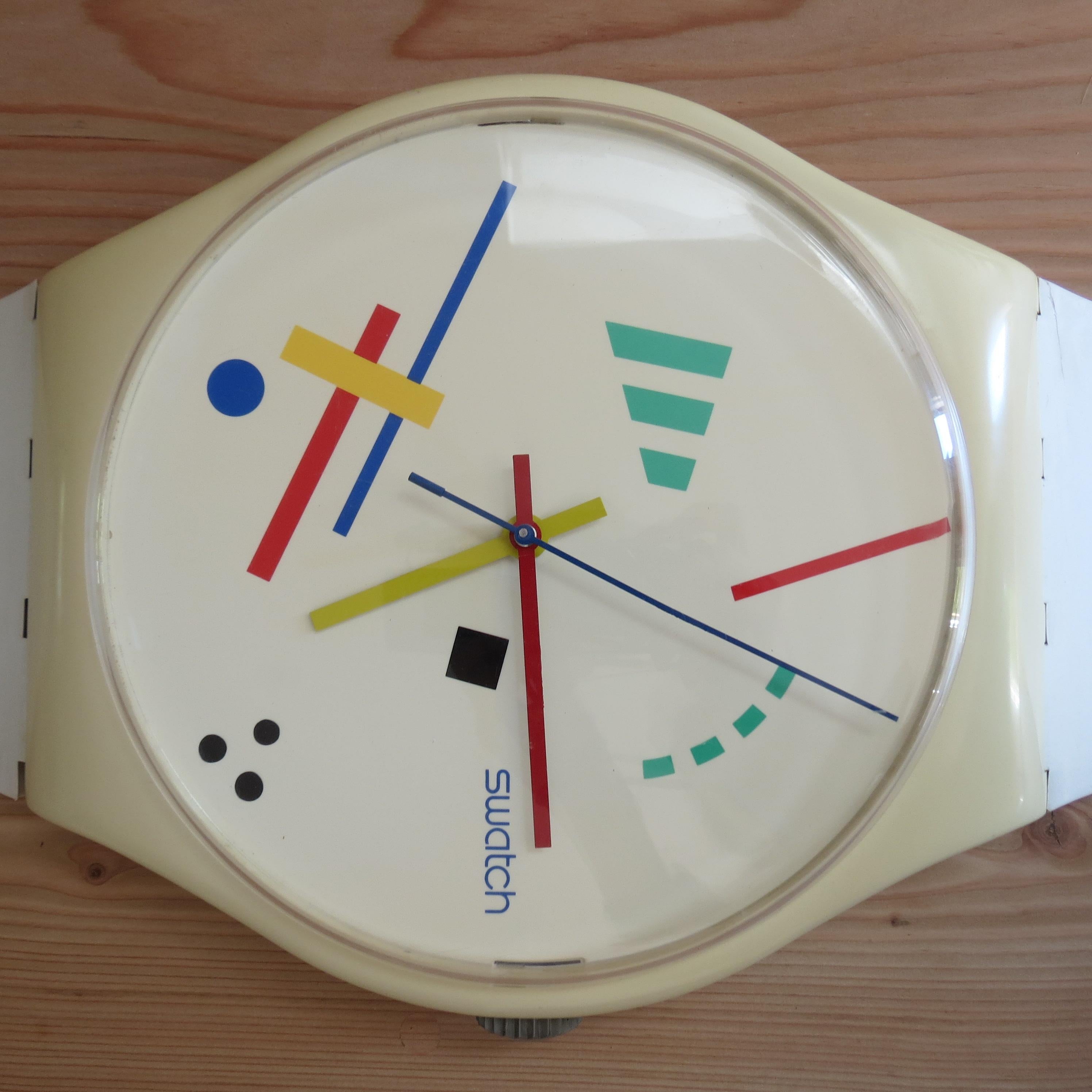Original 1987 Wall Hanging Swatch Maxi Wall Clock Vasily Midcentury Modern Clock 5