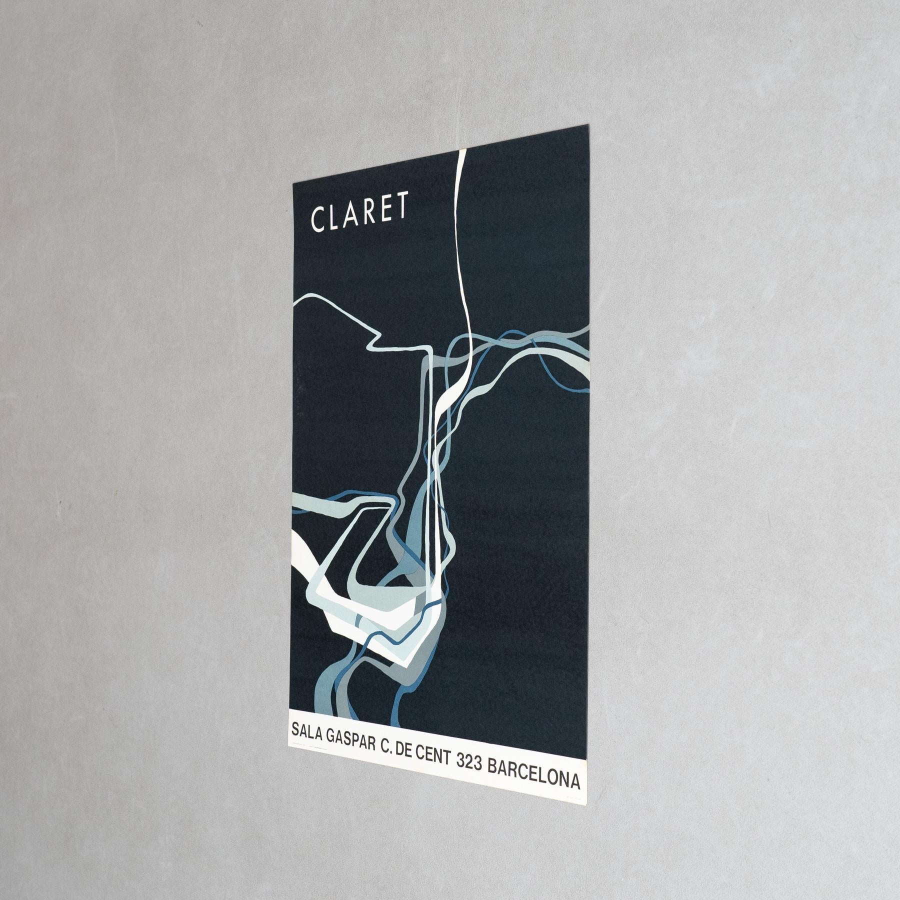 Cartel original de la exposición de Joan Claret de 1989 - Sala Gaspar, Barcelona Moderno de mediados de siglo en venta