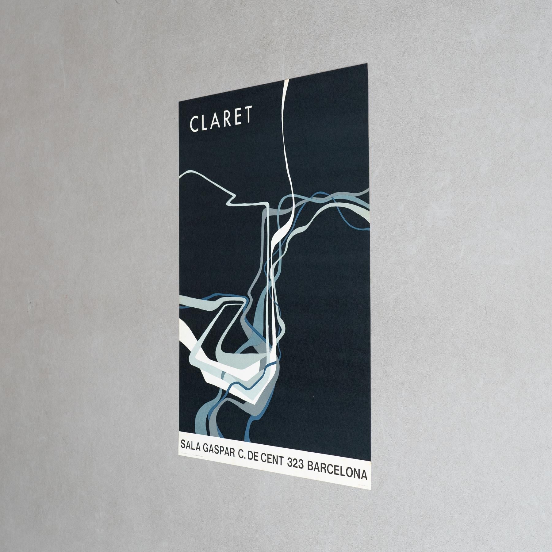 Mid-Century Modern Affiche originale de l'exposition de 1989 de Joan Claret - Sala Gaspar, Barcelone en vente