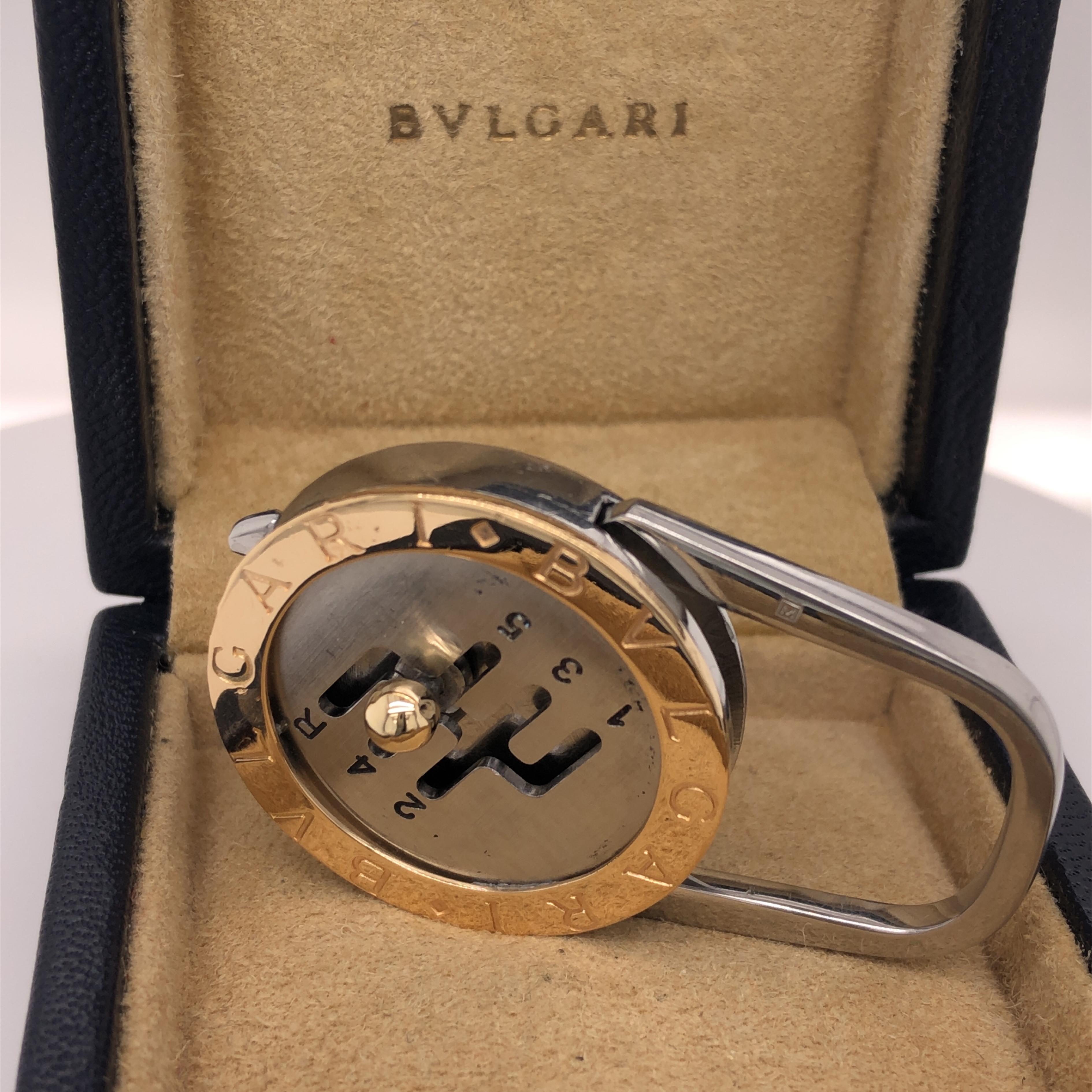 Original 1990 Bulgari Movable Ferrari Gear Shift Yellow Gold Steel Key Ring For Sale 1