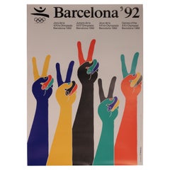 Original 1992 Barcelona Olympic Poster by Eric Satué for the XXV Olympiad