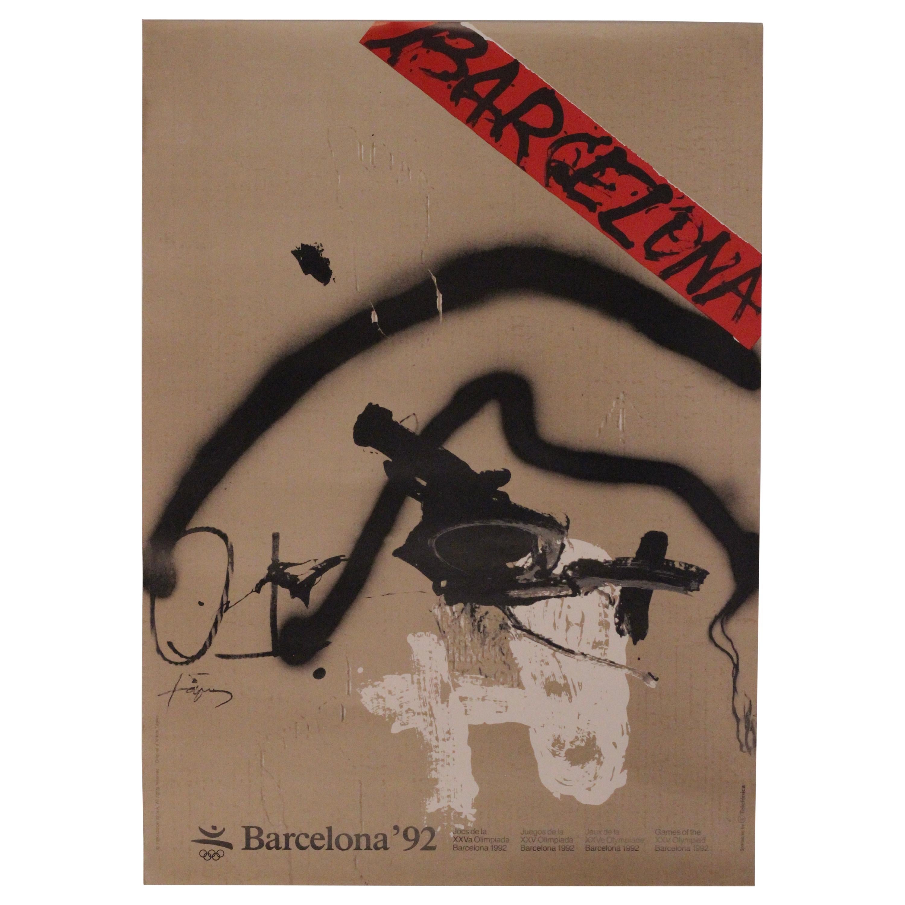 Original 1992 Barcelona Olympic Poster Designed by Antoni Tàpies, XXV Olympiad