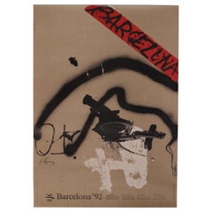 Original 1992 Barcelona Olympic Poster Designed by Antoni Tàpies, XXV Olympiad