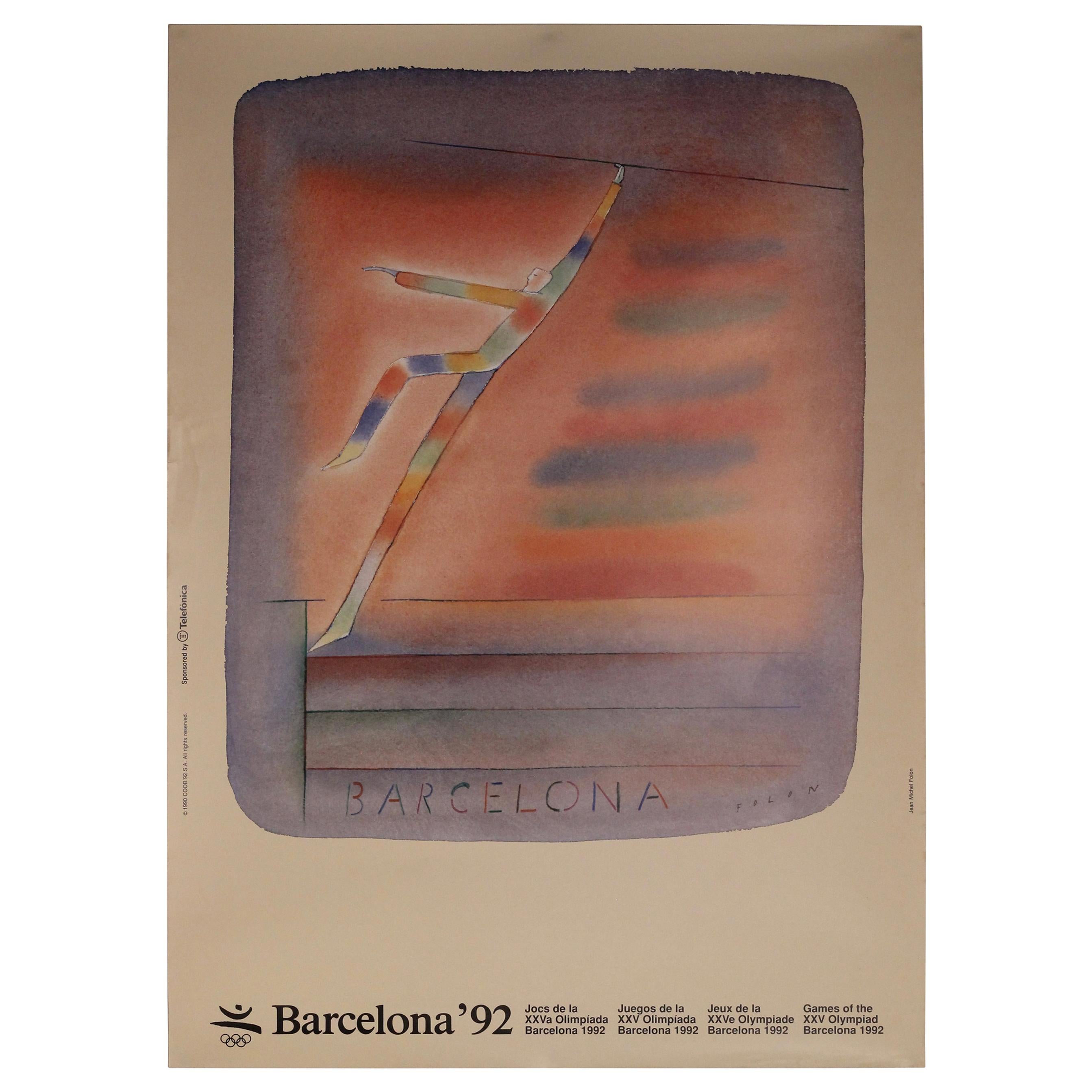 Original 1992 Barcelona Olympic Poster Designed by Jean-Michel Folon
