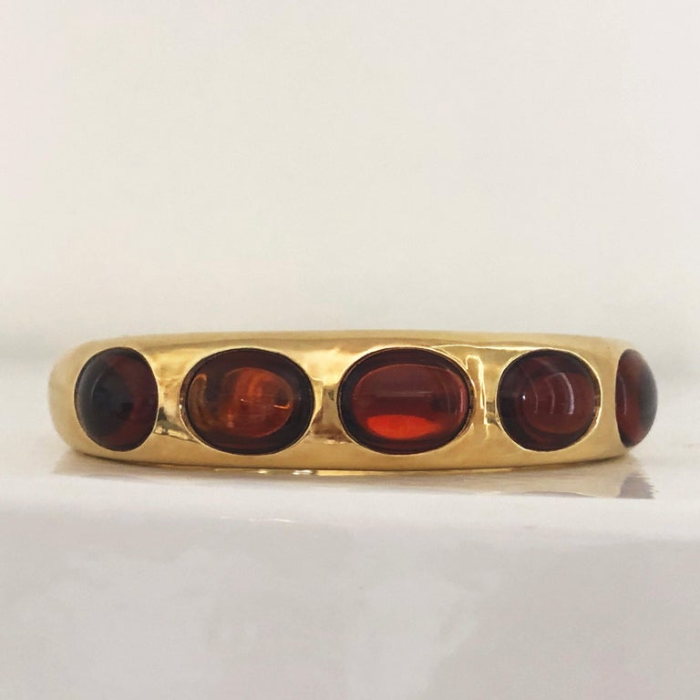One-of-a-kind, Extra-ordinary, Original 90’s Chic and absolutely Timeless Pomellato Bisanzio Collection Bangle Bracelet, a beautiful example of Italian Craftsman of the period: Five Natural Madeira Citrine, Special Oval Cut, in a 2.32OzT 18k Solid
