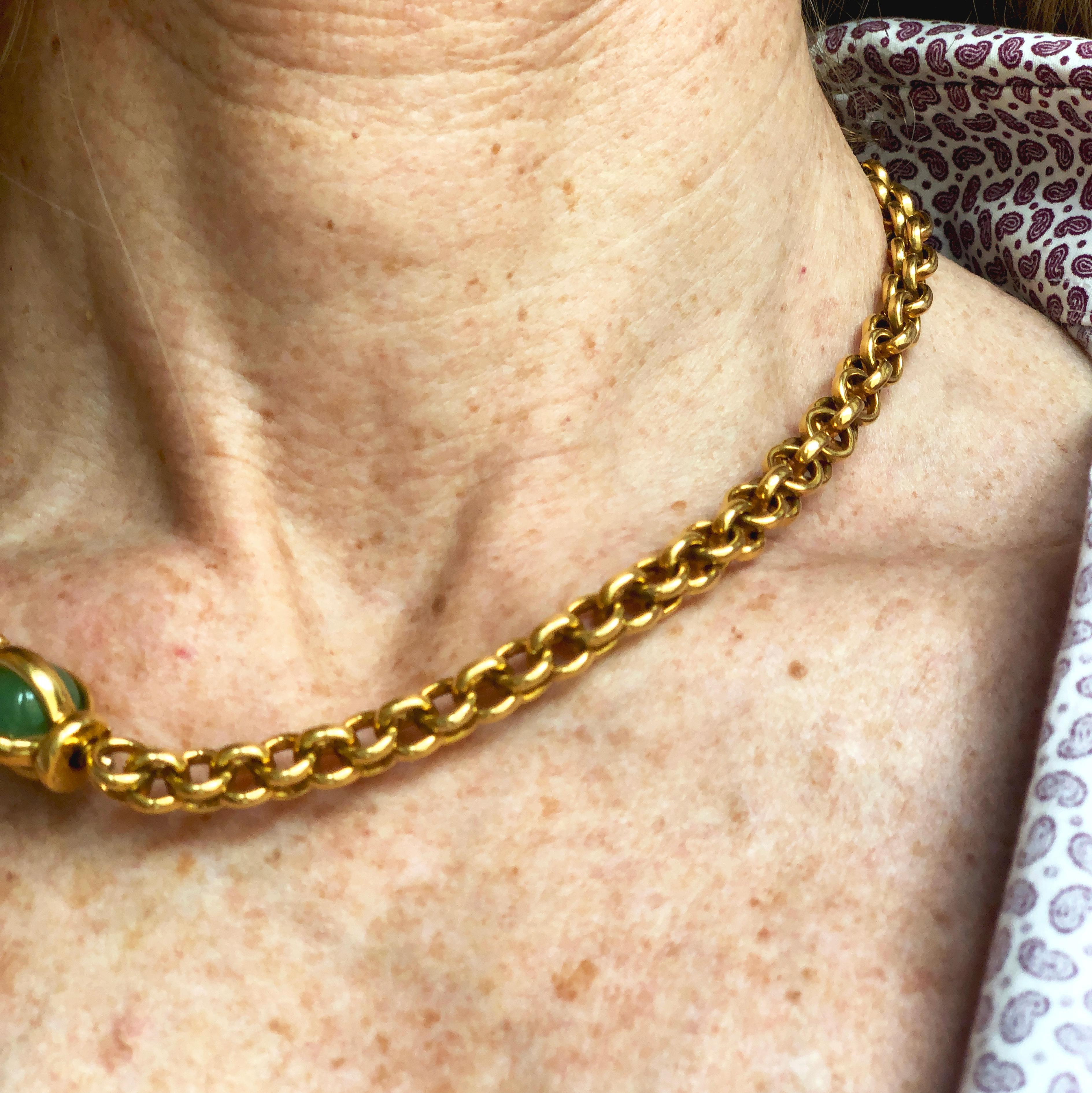 Original 1997 Pomellato Bisanzio Kollektion Rollò Gelbgold Jade Halskette 4