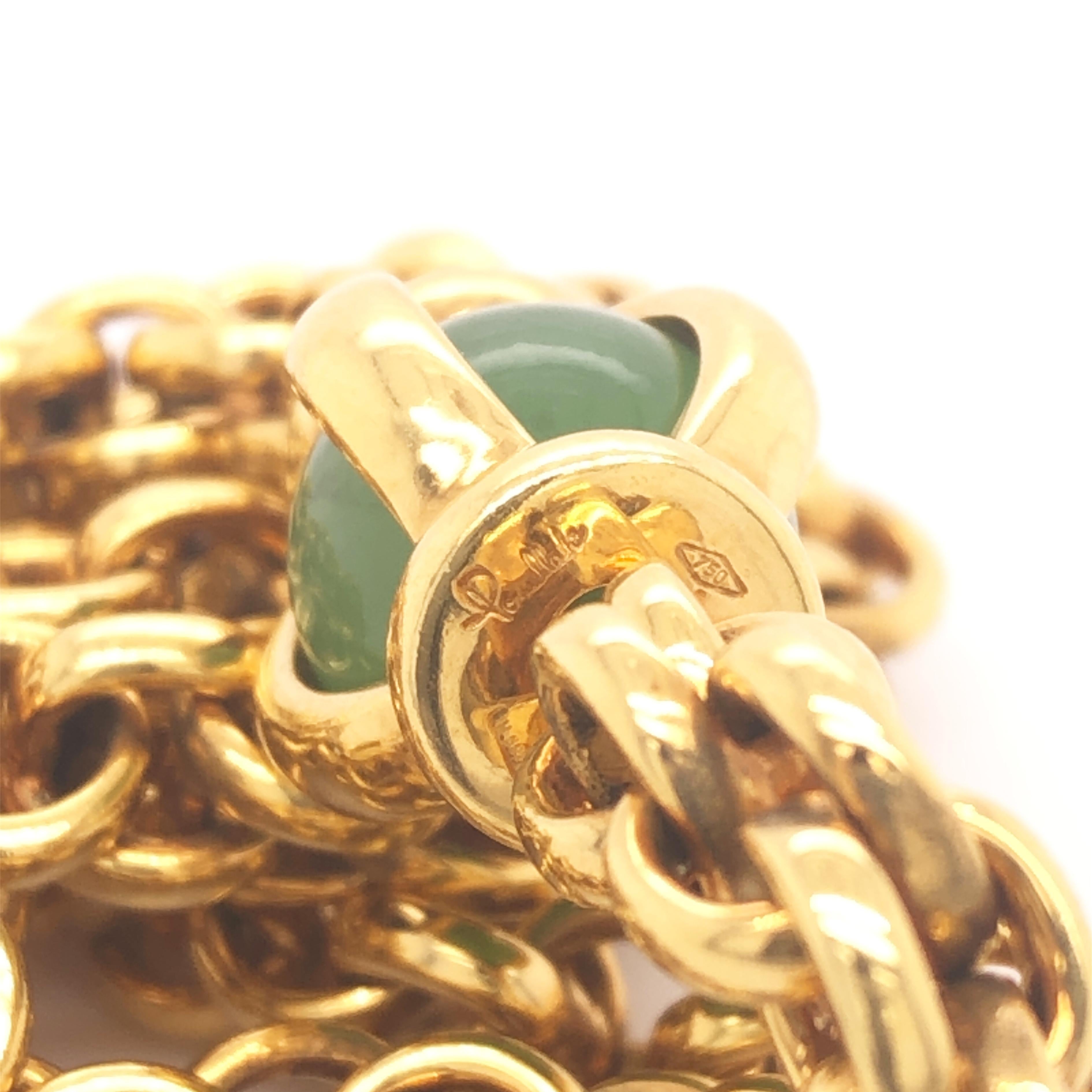 Original 1997 Pomellato Bisanzio Kollektion Rollò Gelbgold Jade Halskette (Moderne)