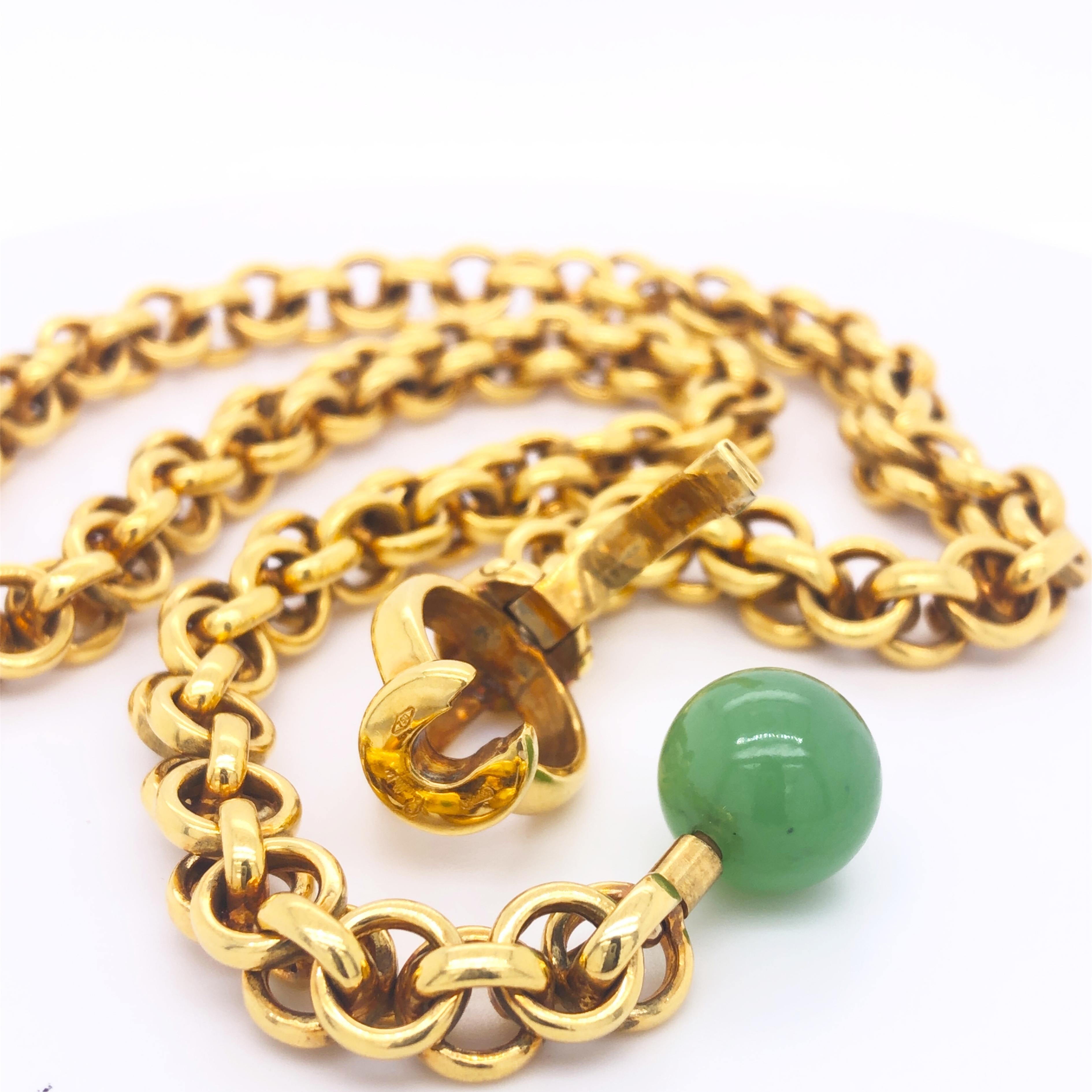 Original 1997 Pomellato Bisanzio Kollektion Rollò Gelbgold Jade Halskette im Zustand „Neu“ in Valenza, IT