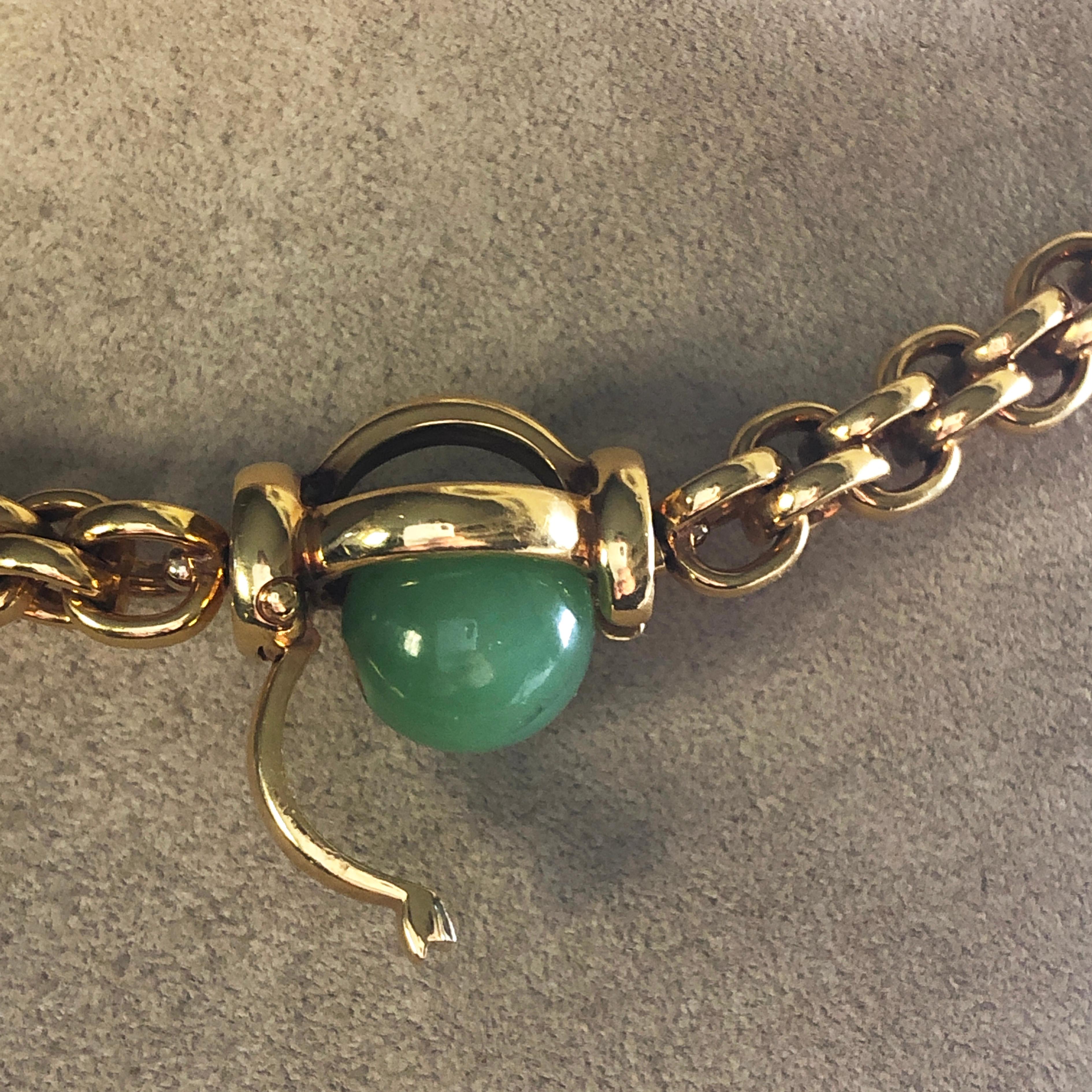 Original 1997 Pomellato Bisanzio Kollektion Rollò Gelbgold Jade Halskette für Damen oder Herren