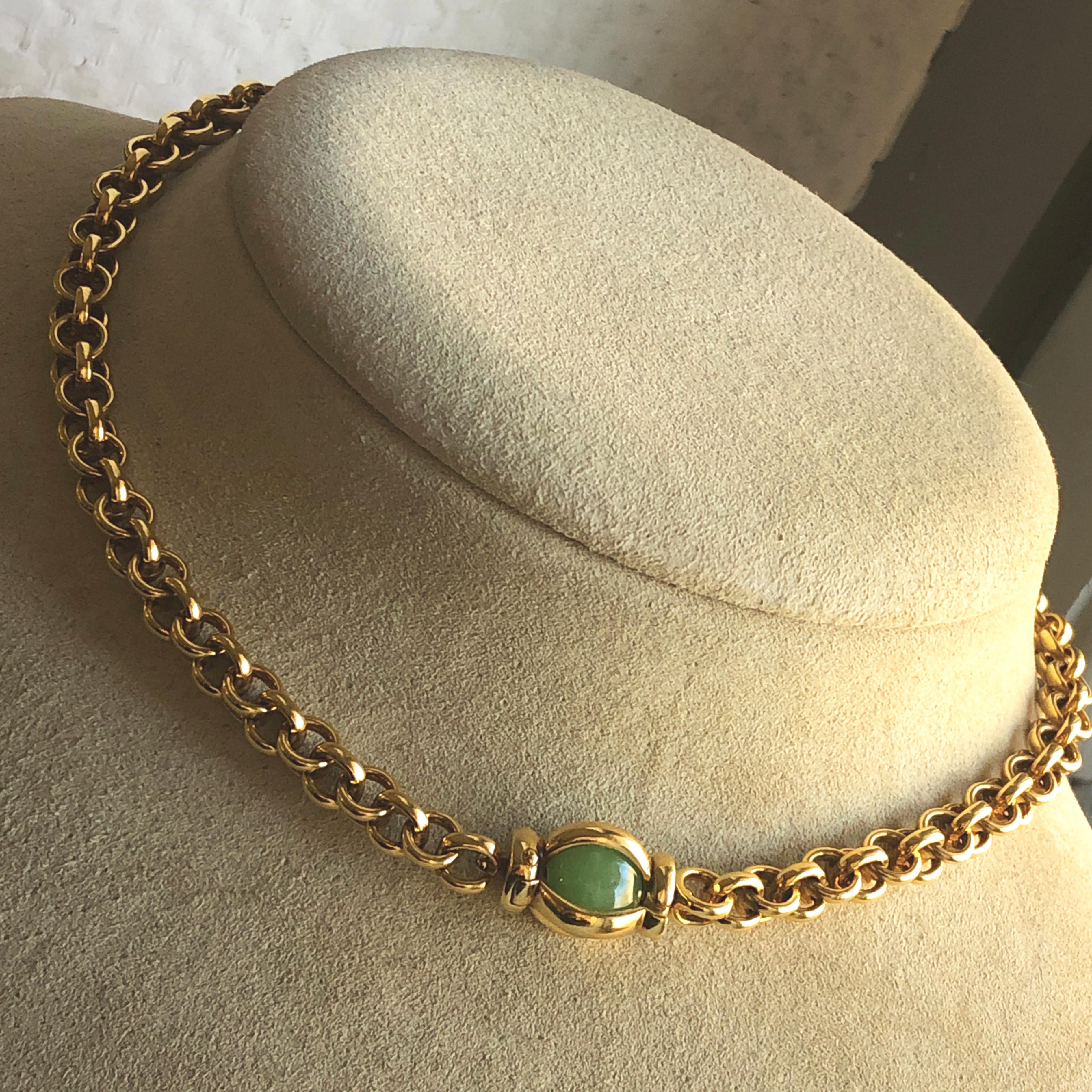 Original 1997 Pomellato Bisanzio Kollektion Rollò Gelbgold Jade Halskette 2