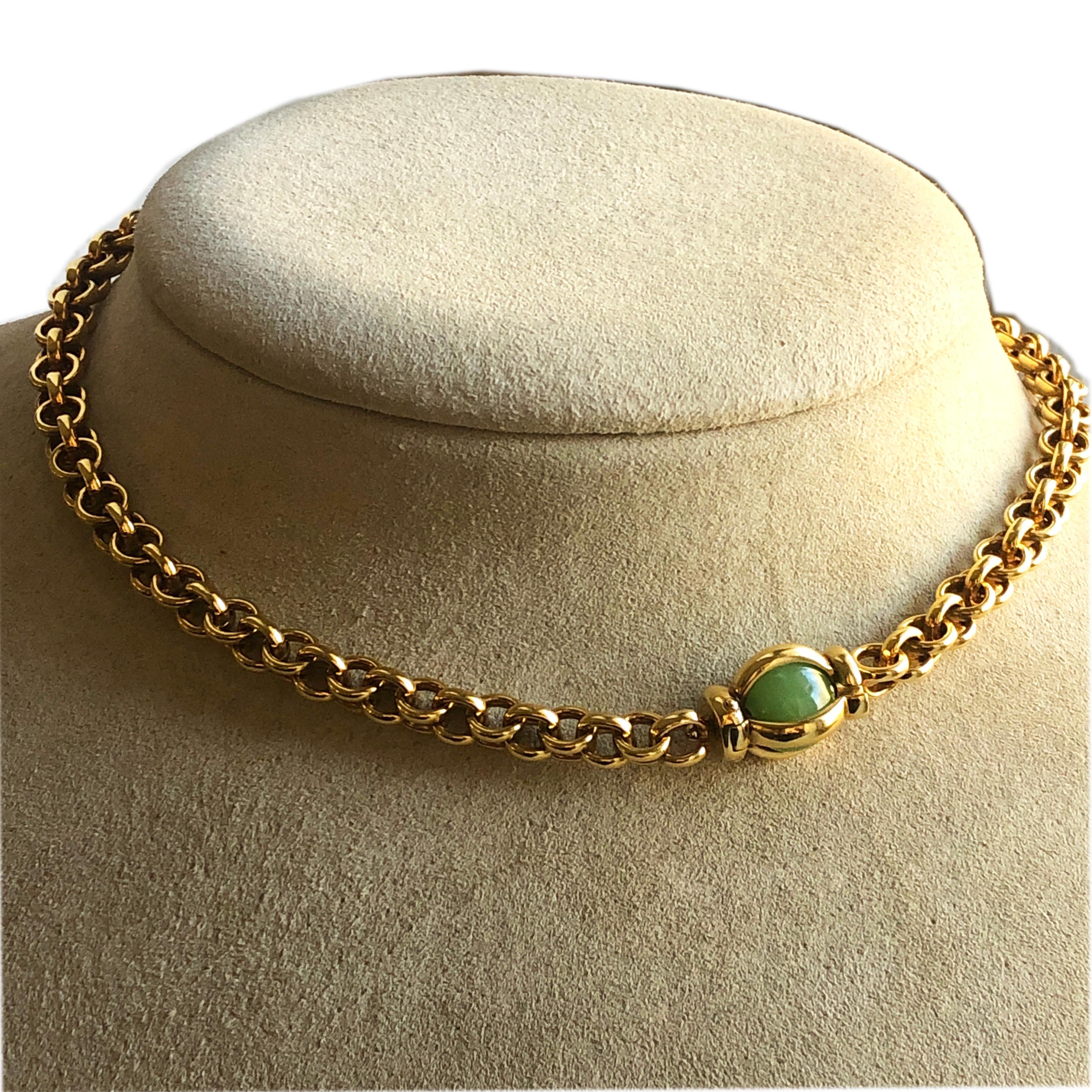 Original 1997 Pomellato Bisanzio Kollektion Rollò Gelbgold Jade Halskette 3