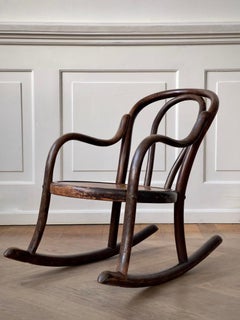 Original 19th century bentwood Childrens rocking chair by Fischel Czechoslovakia