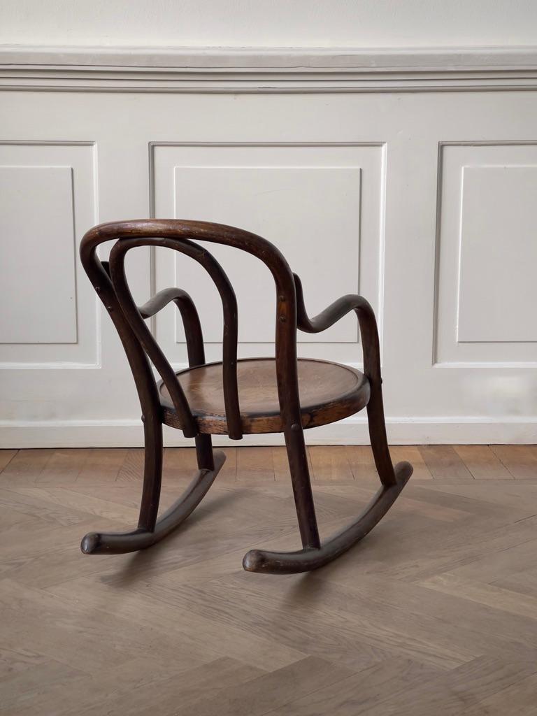 Original 19th century bentwood Childrens rocking chair by Fischel Czechoslovakia For Sale 3