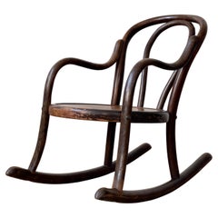 Original 19th century bentwood Childrens rocking chair by Fischel Czechoslovakia