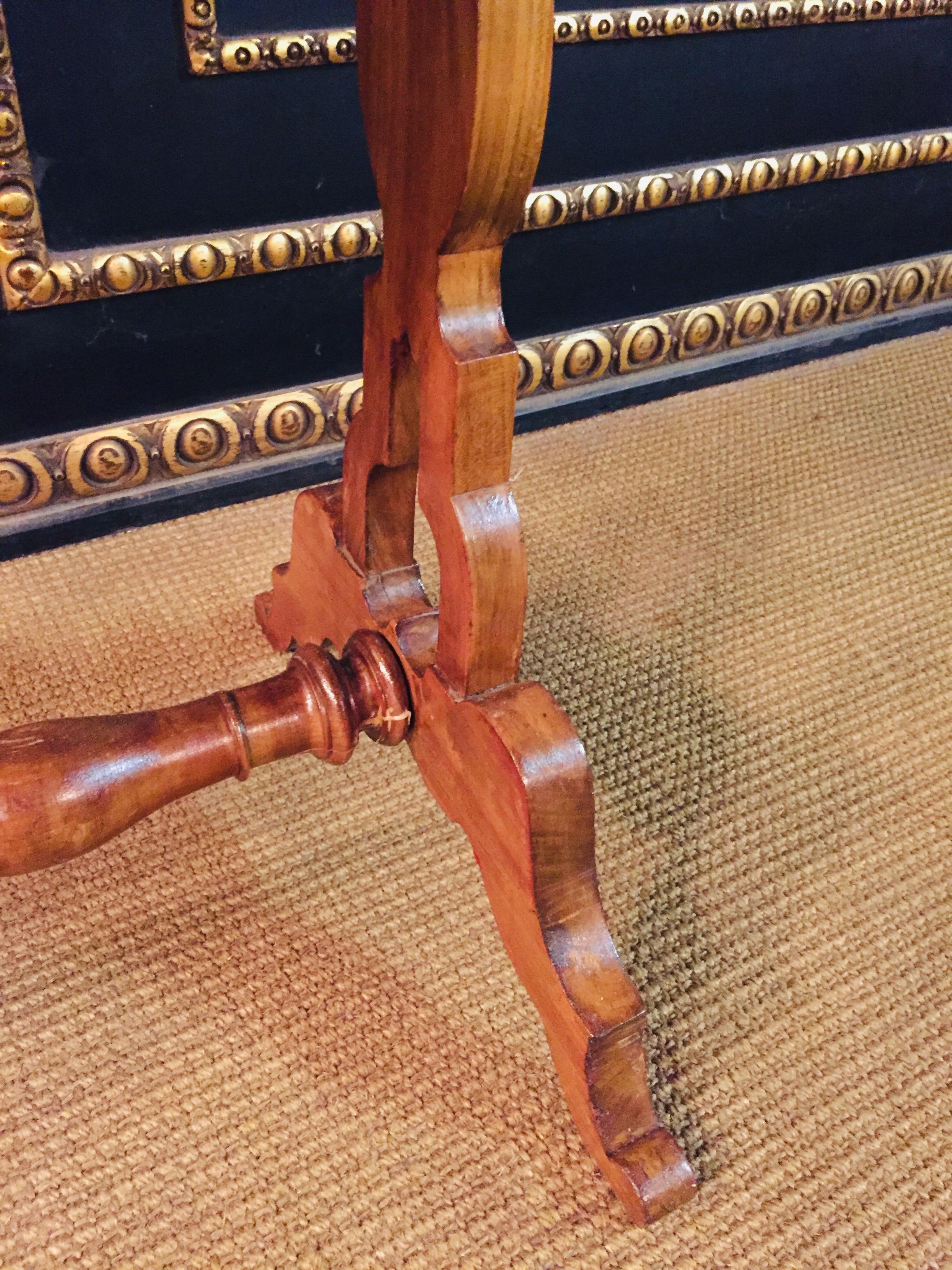 Original 19th Century antique Biedermeier Sewing Table Lyra Legs Cherrywood For Sale 8