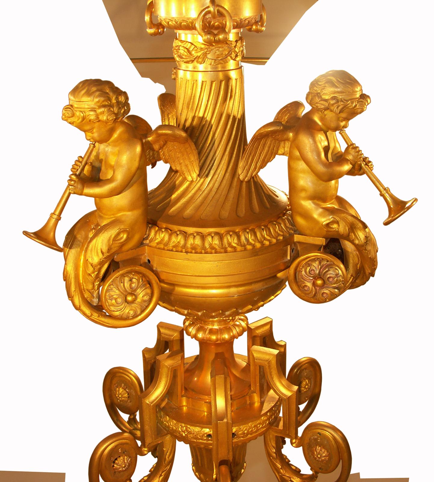Austrian Original 19th Century Bronze Lighting Sculpture Historicism Baroque Chandelier For Sale