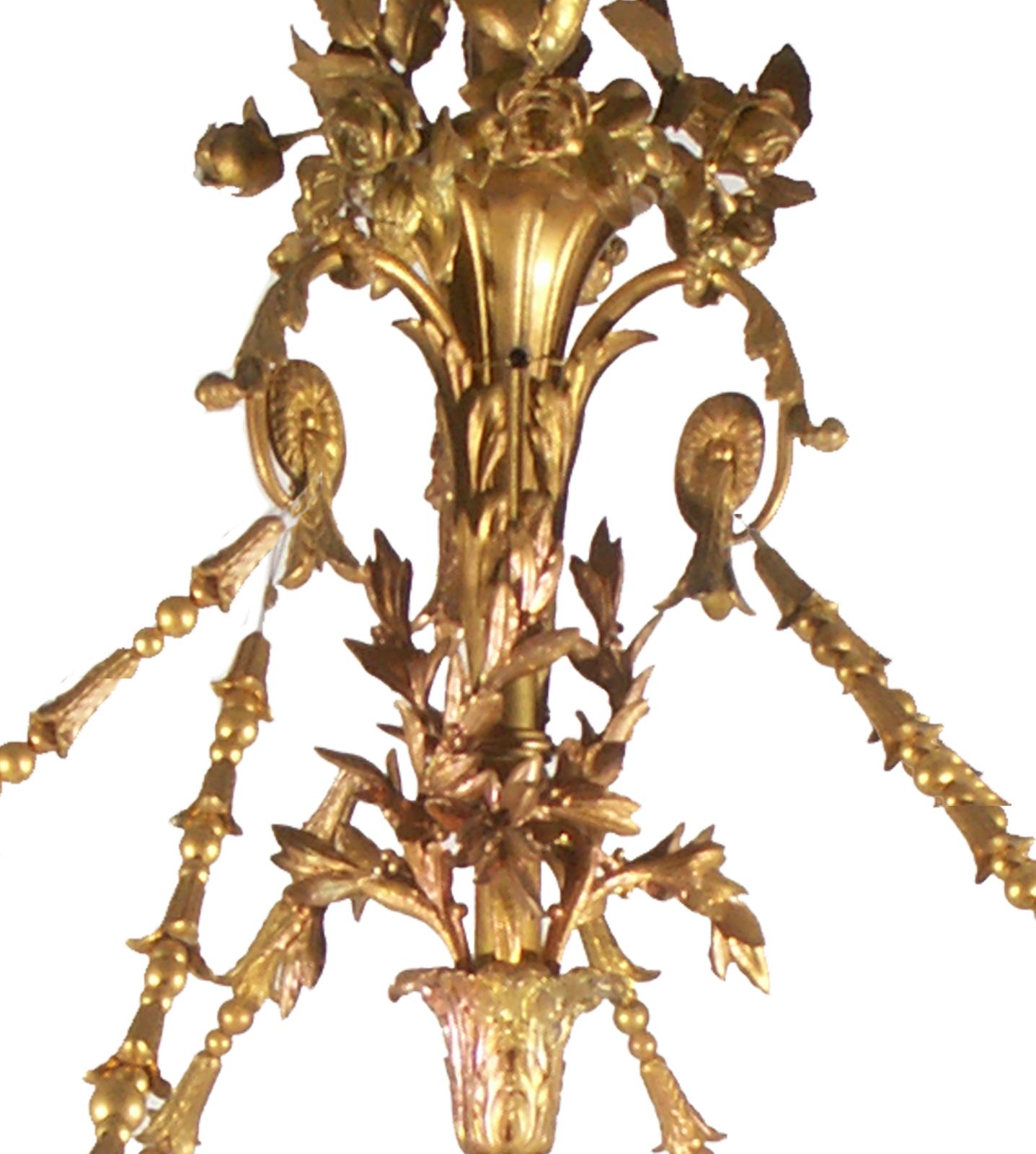 Hand-Crafted Original 19th Century Bronze Lighting Sculpture Historicism Baroque Chandelier For Sale