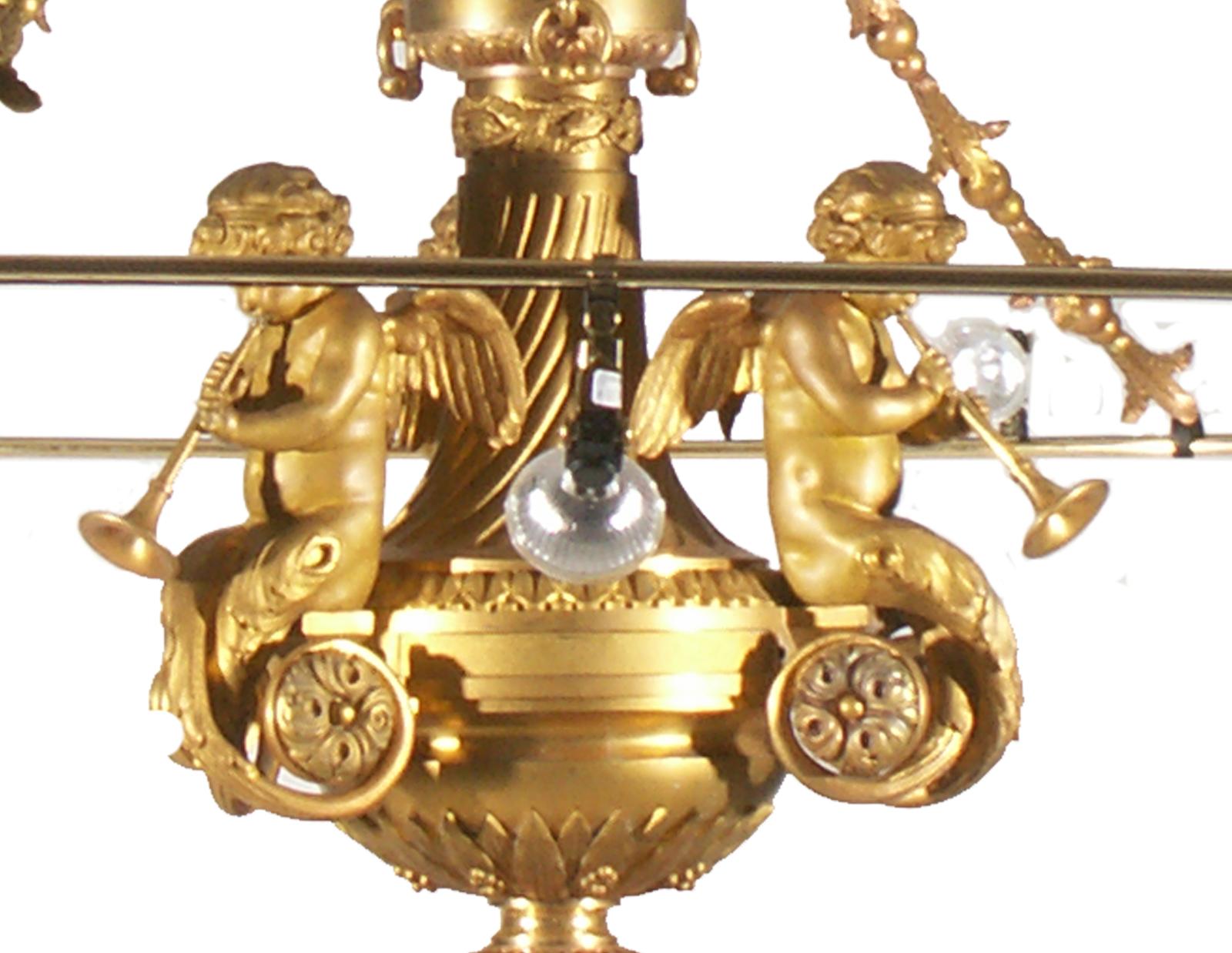 Original 19th Century Bronze Lighting Sculpture Historicism Baroque Chandelier In Good Condition For Sale In Vienna, AT