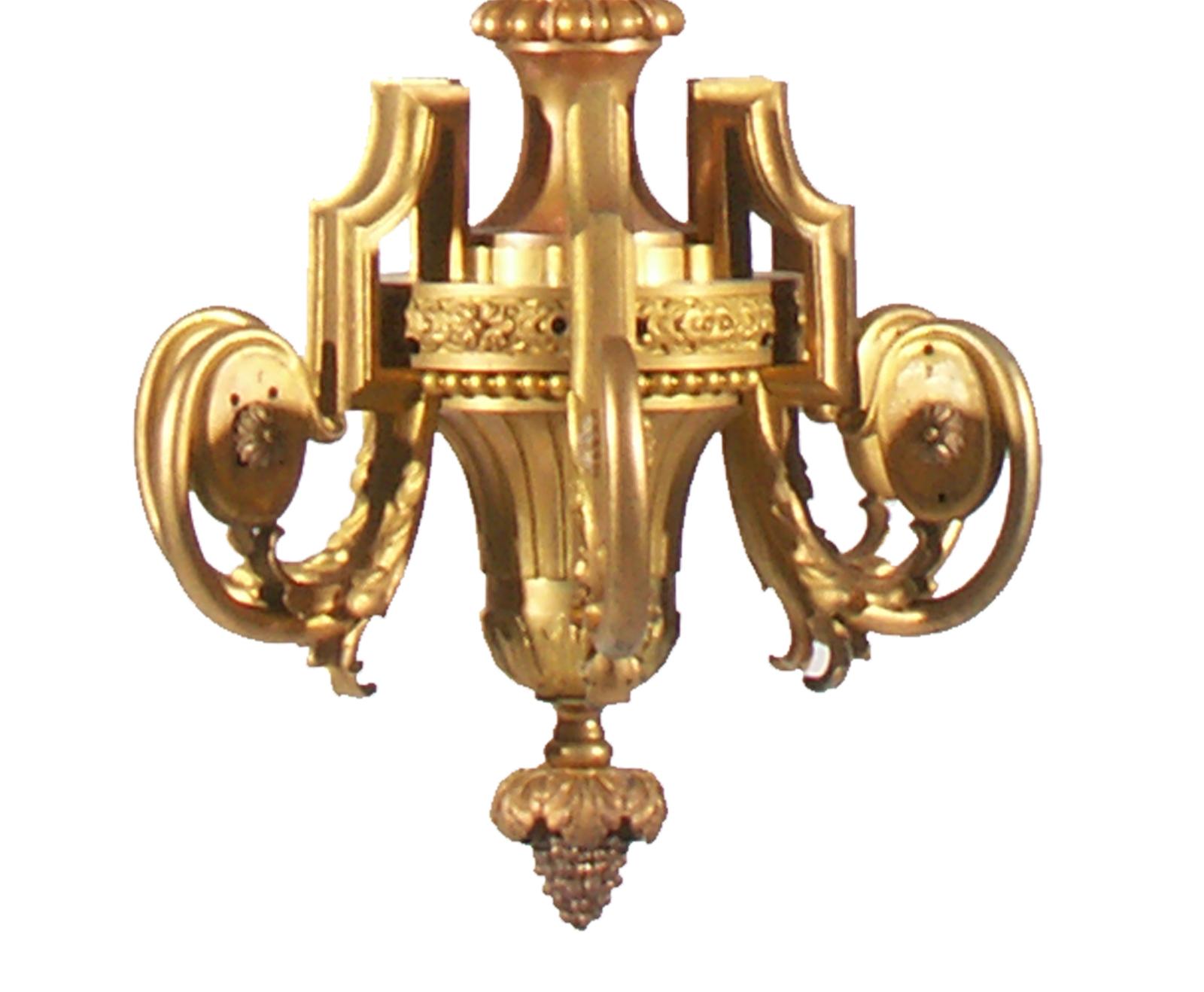 Original 19th Century Bronze Lighting Sculpture Historicism Baroque Chandelier For Sale 1