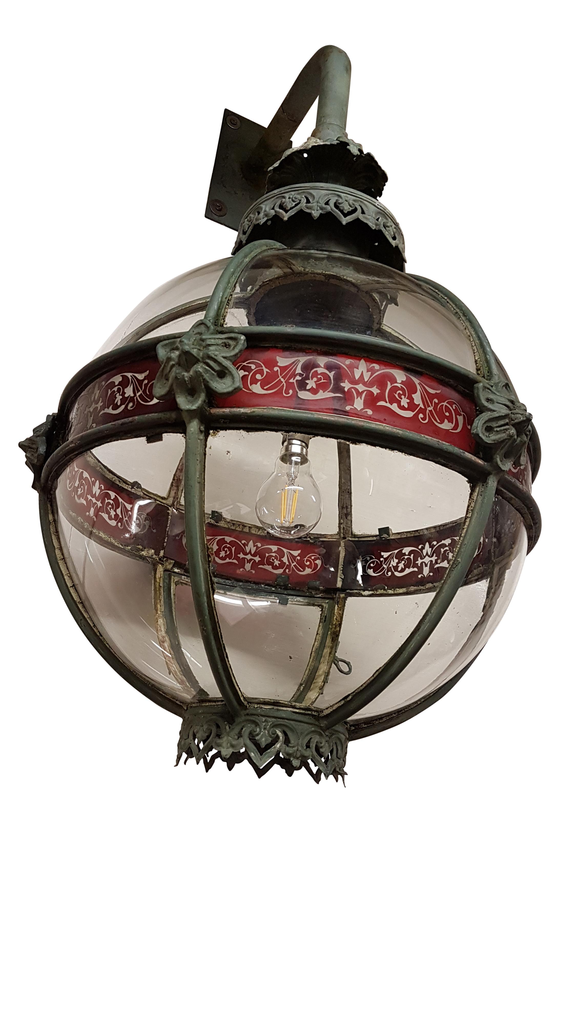 This was originally a gas lantern that reputedly was in the Palace of Westminster until new electrified ones were fitted in the early 1930s. Rather than convert these they were sold off and new ones fitted in their place. This one was purchased