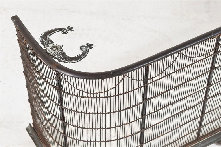 Original 19th Century Decorative Antique Wirework Brass Fire Guard