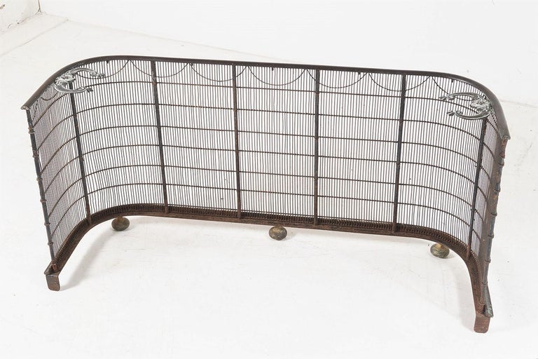 Original 19th Century Decorative Antique Wirework Brass Fire Guard