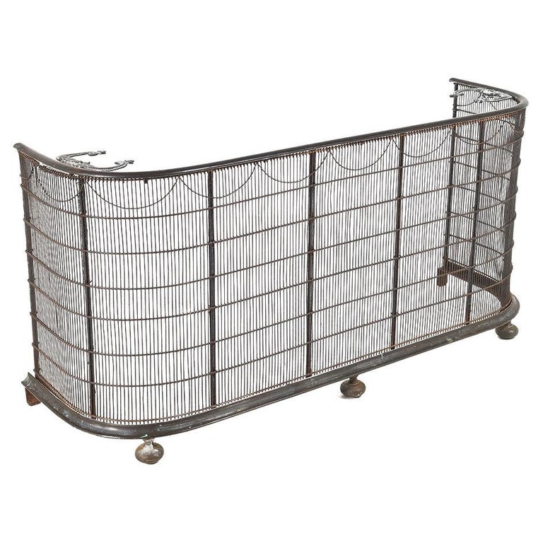 Original 19th Century Decorative Antique Wirework Brass Fire Guard