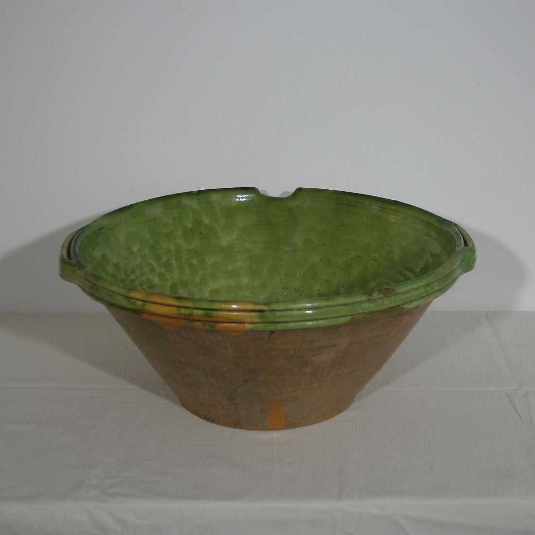 French Provincial Original 19th Century, French Glazed Terracotta Tian or Bowl