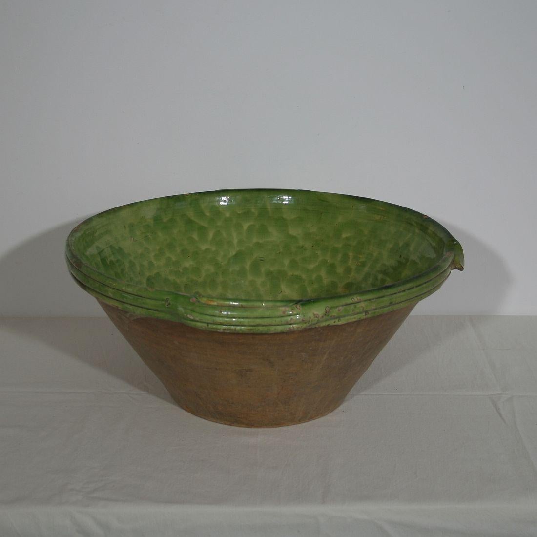 Original 19th Century, French Glazed Terracotta Tian or Bowl In Good Condition In Buisson, FR