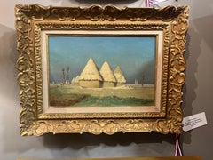 Original 19th Century French Impressionistic Oil Painting of Haystacks