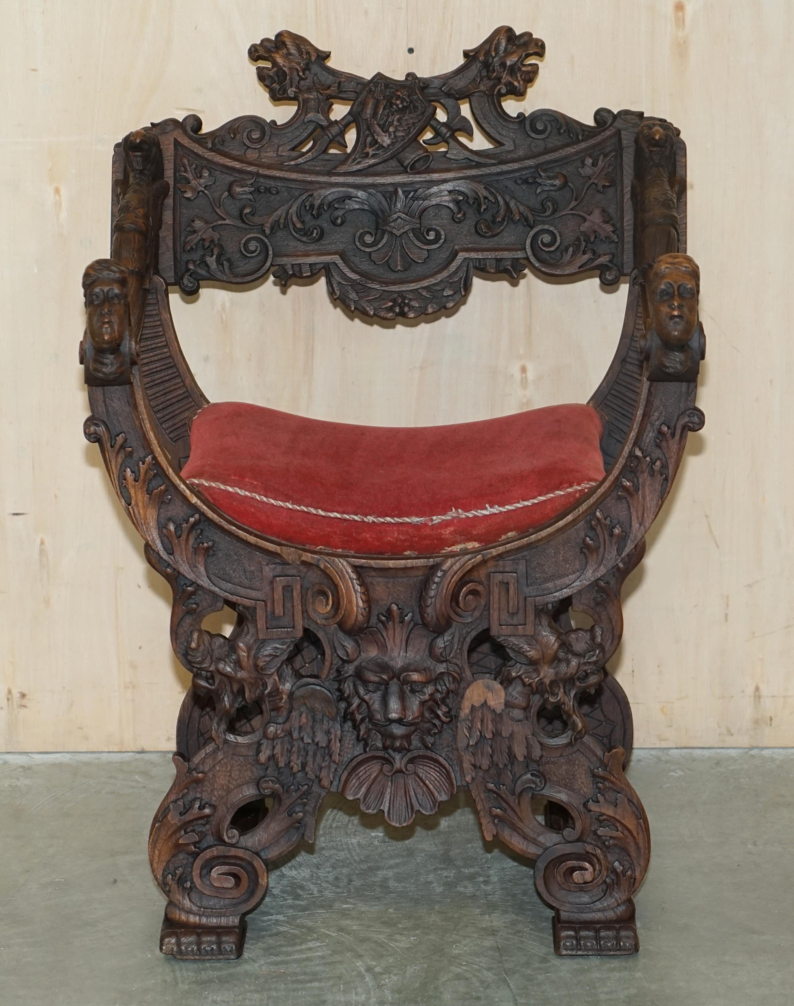We are delighted to offer for sale this stunning original 19th century hand carved Italian walnut armchair with ornate detailing throughout 

This chair is absolutely stunning, its hand carved from head to toe, comes complete with the original