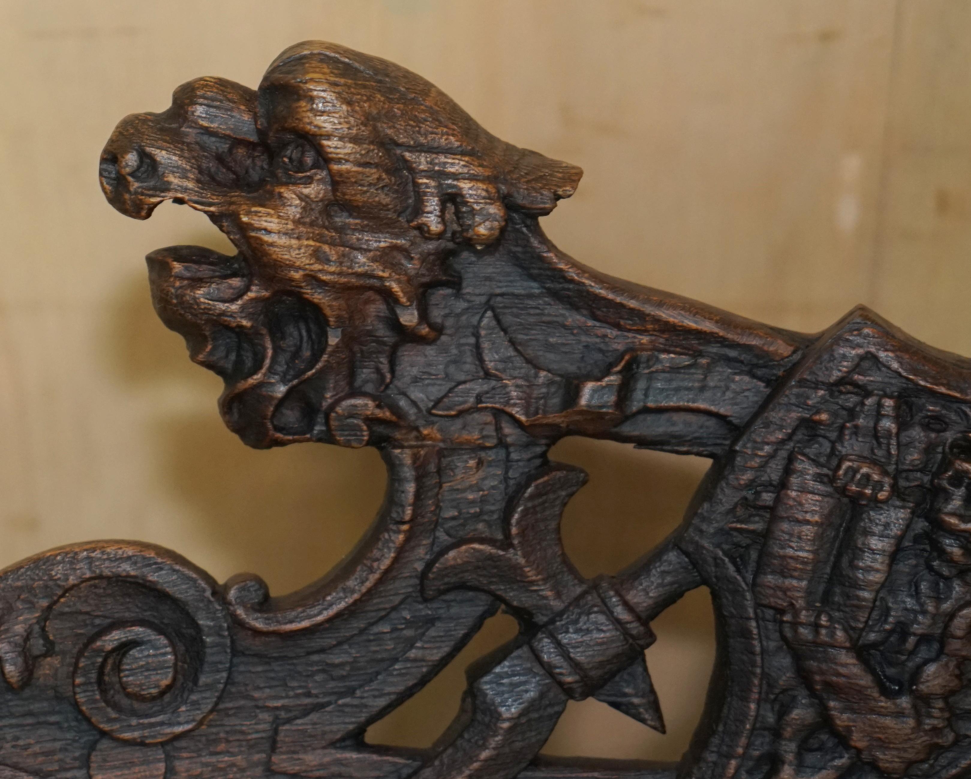 Original 19th Century Heavily Hand Carved Italian Walnut Throne Armchair For Sale 2