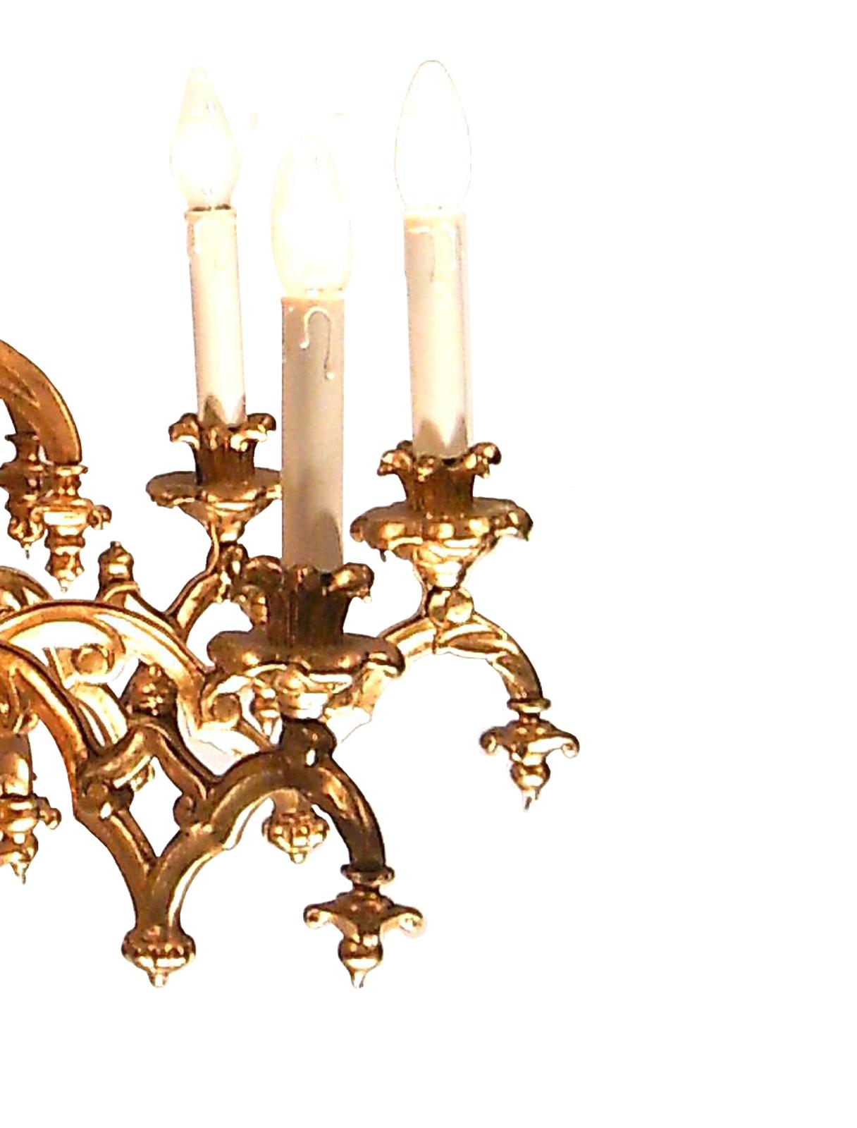 Gold Leaf Original 19th Century Historistic Chandelier, Laxenburger Gothic Style For Sale