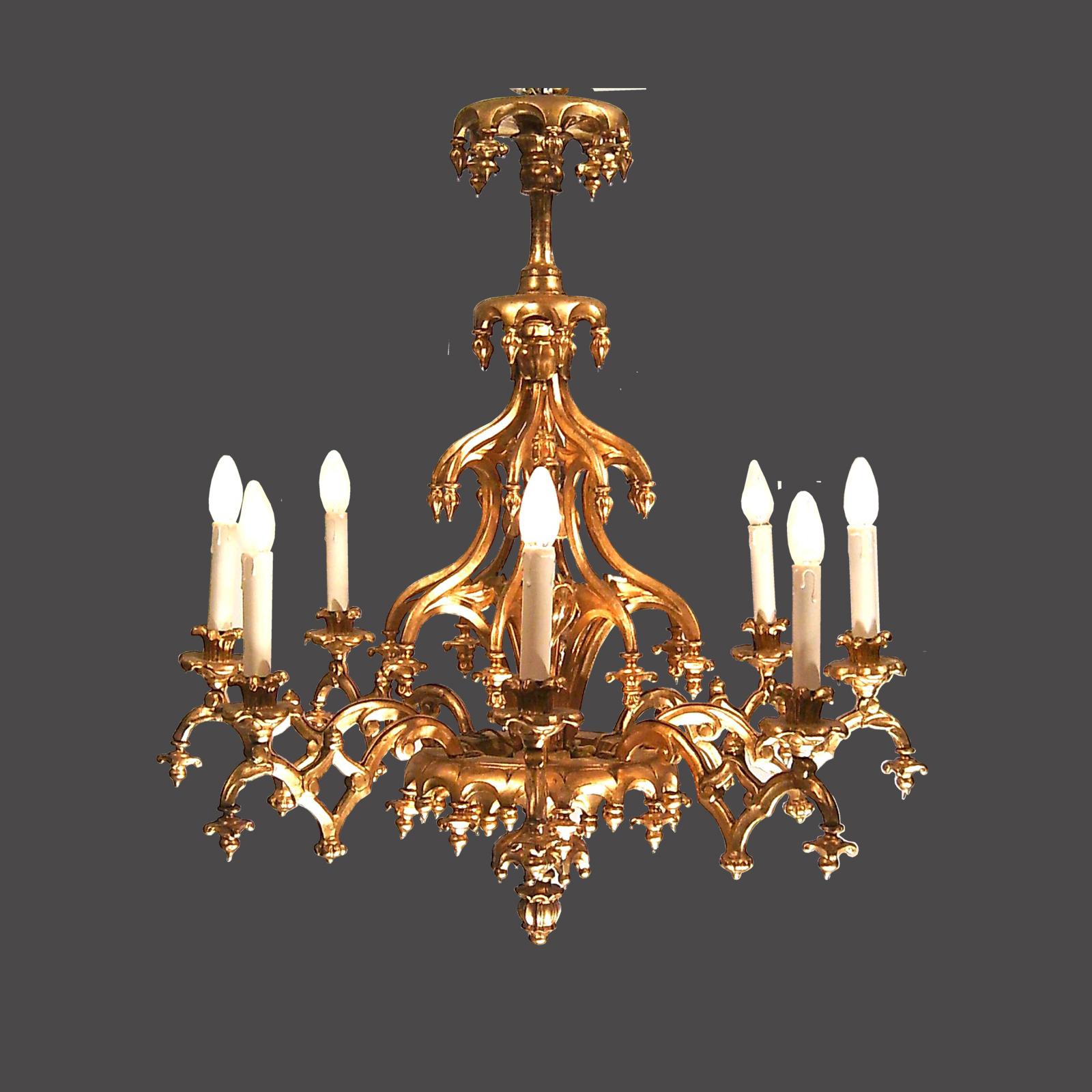 Original 19th Century Historistic Chandelier, Laxenburger Gothic Style For Sale 1