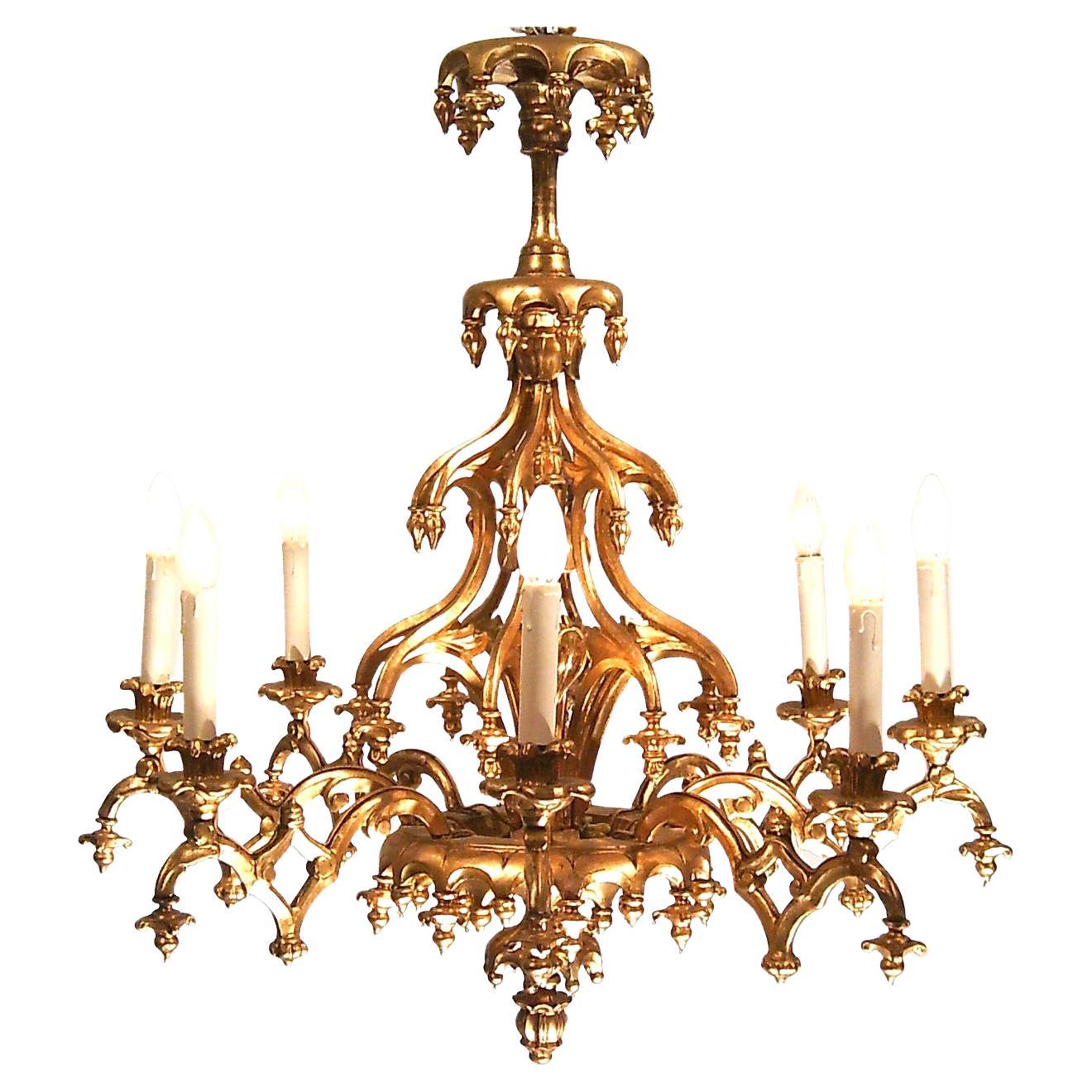 Original 19th Century Historistic Chandelier, Laxenburger Gothic Style